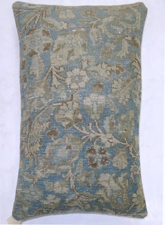 Large Light Blue Brown Accent Persian Oriental Antique Tabriz Rug Pillow