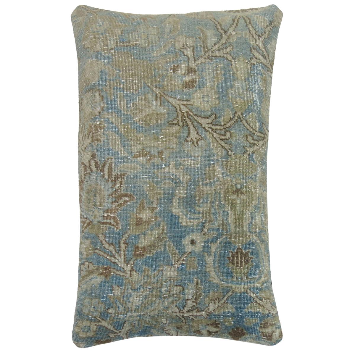 Large Light Blue Persian Oriental Antique Tabriz Rug Pillow