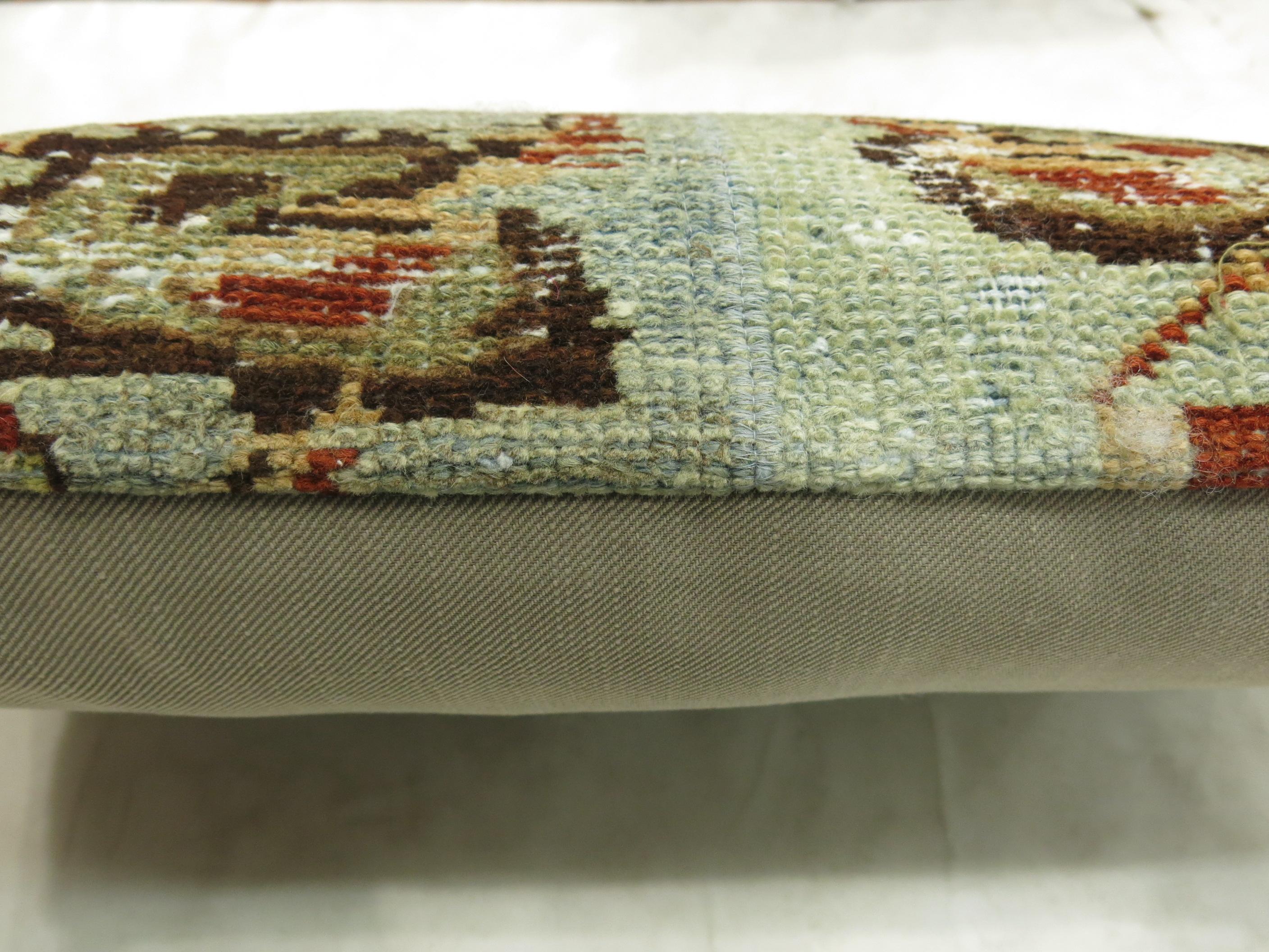 Large Persian pillow made from an antique Mahal rug. Measures: 15'' x 25''.