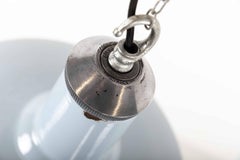 Grande lampada a sospensione Simplex England in smalto industriale d'epoca blu chiaro, C.1950