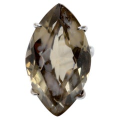 Large Light Brown Marquise Cut Smoky Quartz Ring Set in 14KT White Gold