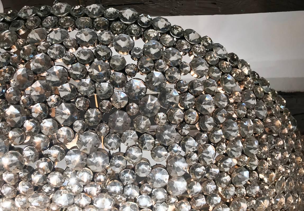 Large Light Fixture with Crystal Insets In Good Condition In New York, NY