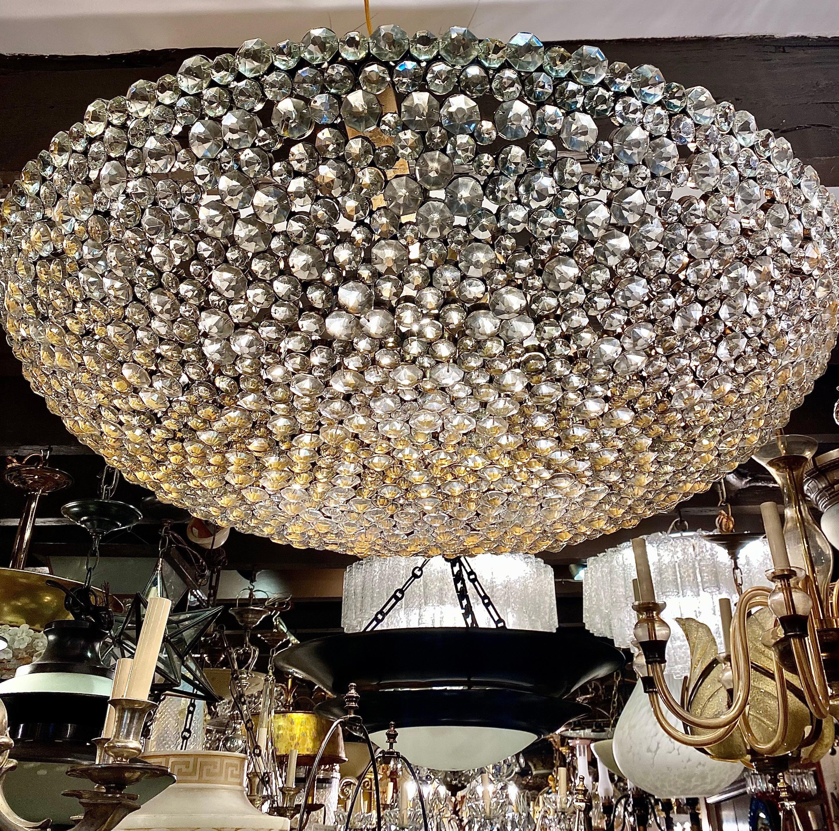 Bronze Large Light Fixture with Crystal Insets