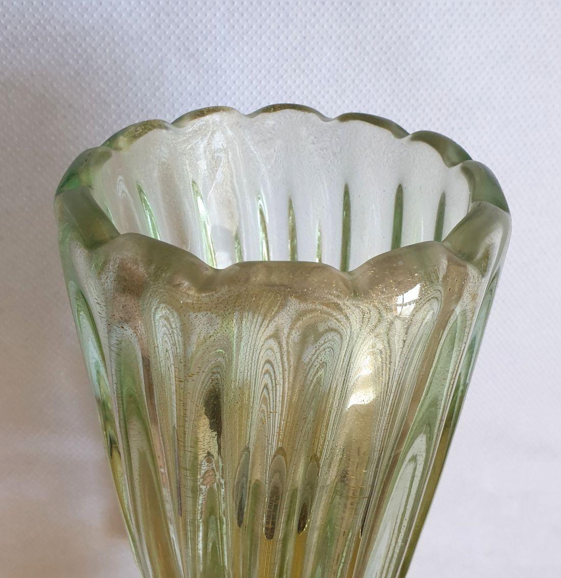 Large Light Green Murano Glass Sconces, Barovier Style, Set of Four 1