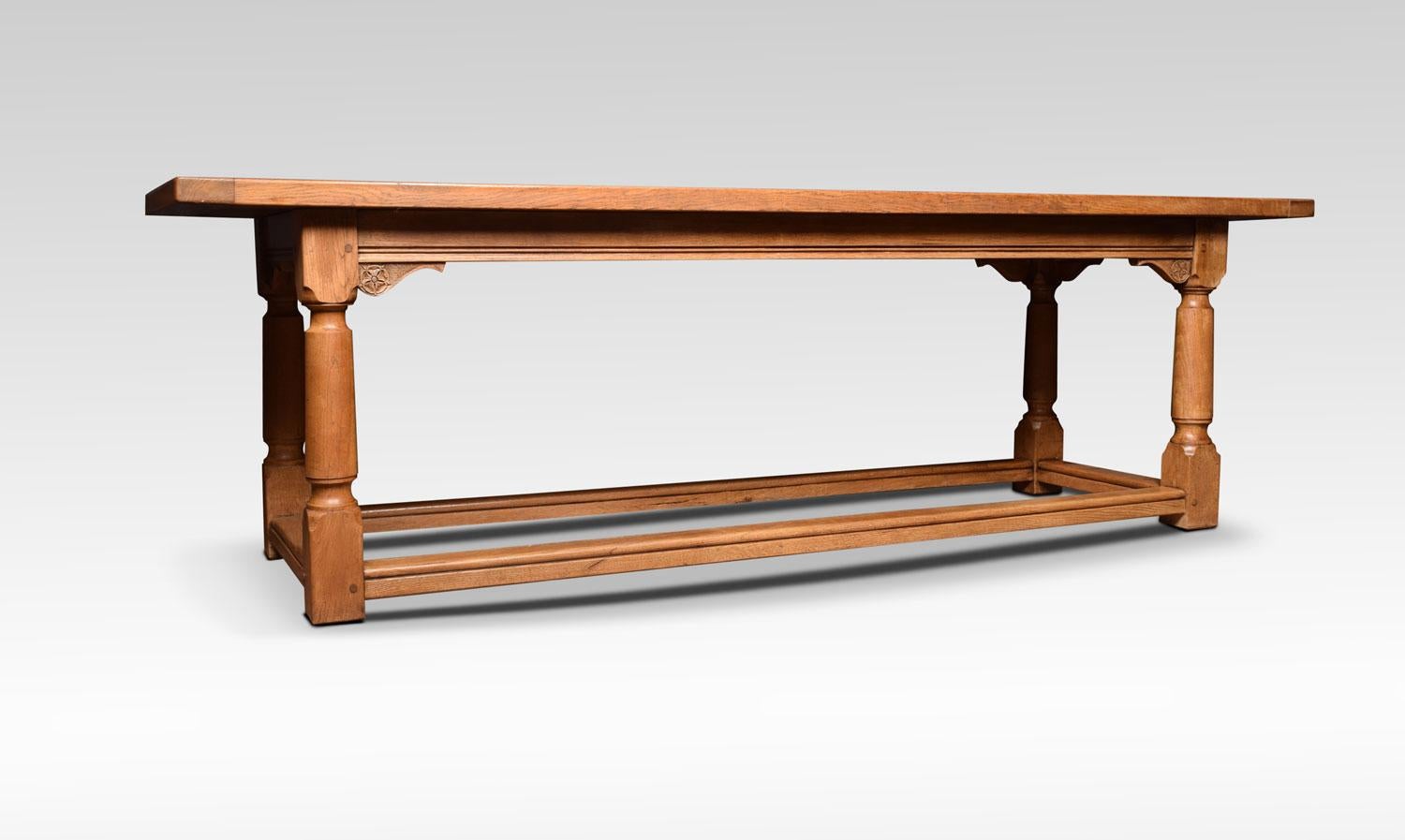 20th Century Large Light Oak Refectory Dining Table For Sale