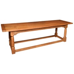 Large Light Oak Refectory Dining Table