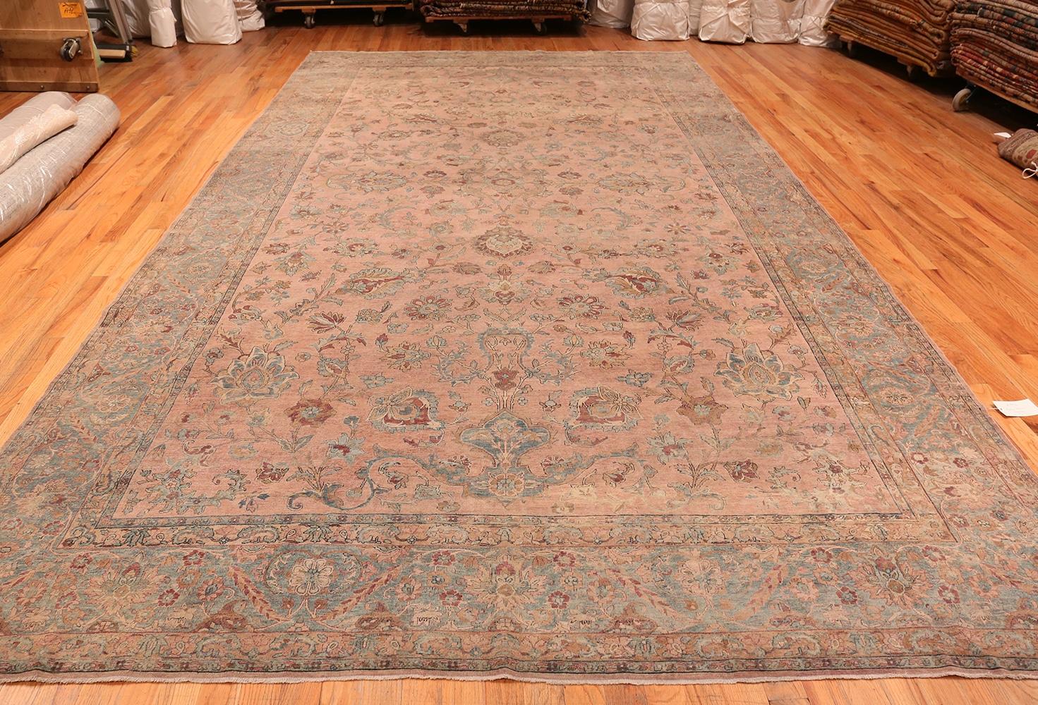 Large Light Pink Antique Persian Kerman Rug 9'9