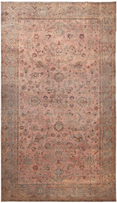 Large Light Pink Antique Persian Kerman Rug 9'9" x 17'6"