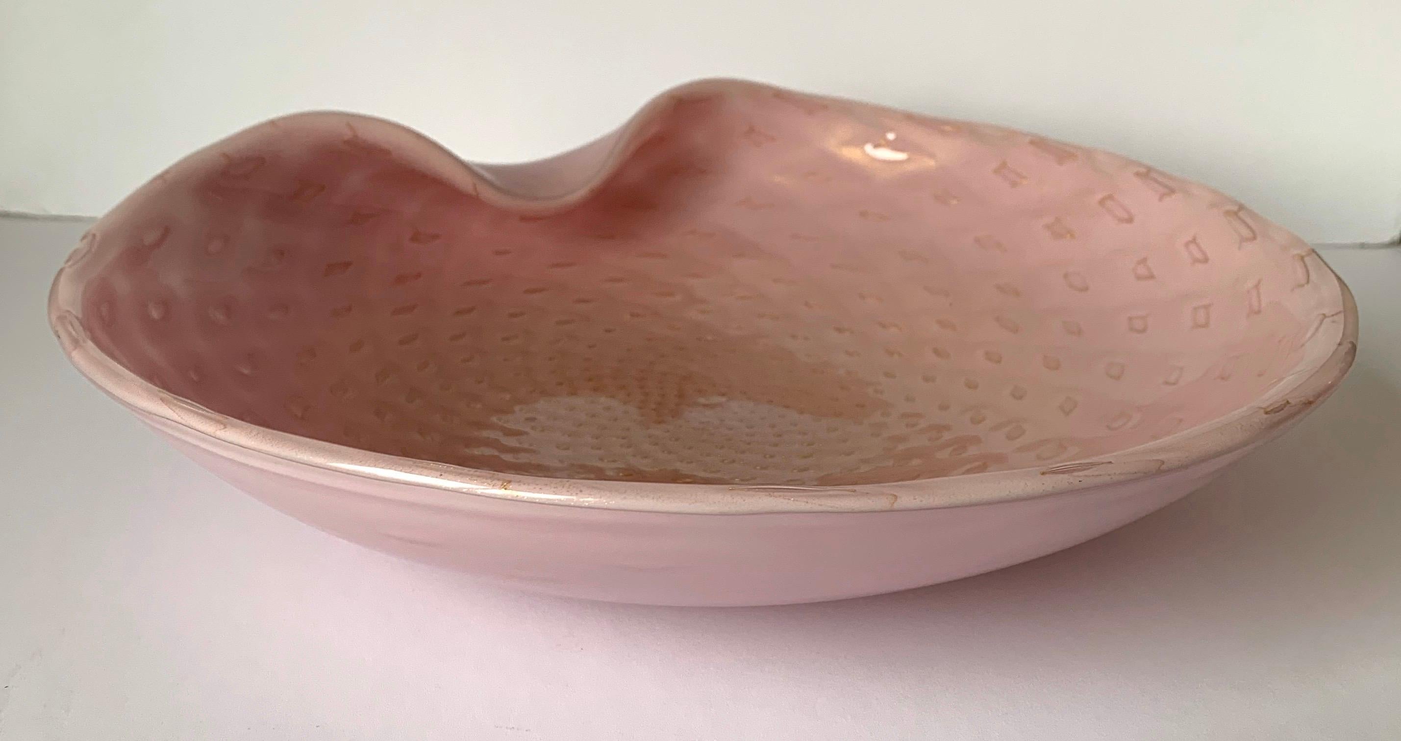 Hollywood Regency Light Pink Murano Glass Ashtray by Barbini For Sale