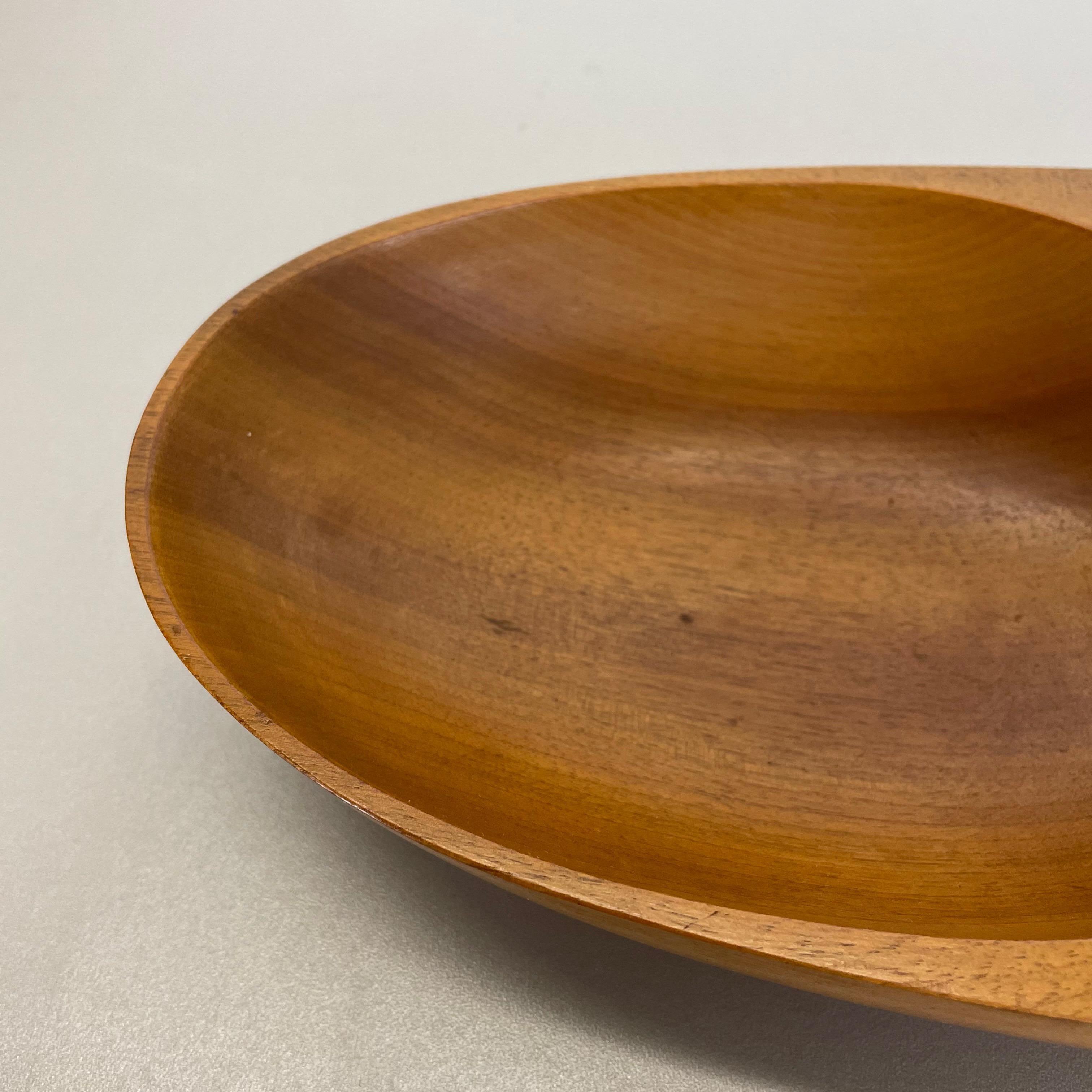 Large Light Teak Bowl with Brass and Leather Handle by Carl Auböck Austria, 1950 For Sale 11