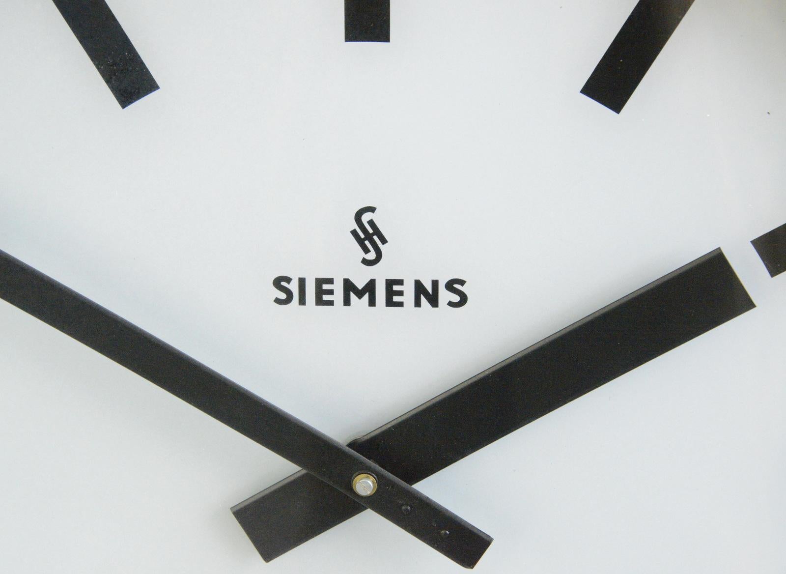 German Large Light Up Factory Clock by Siemens, Circa 1960s