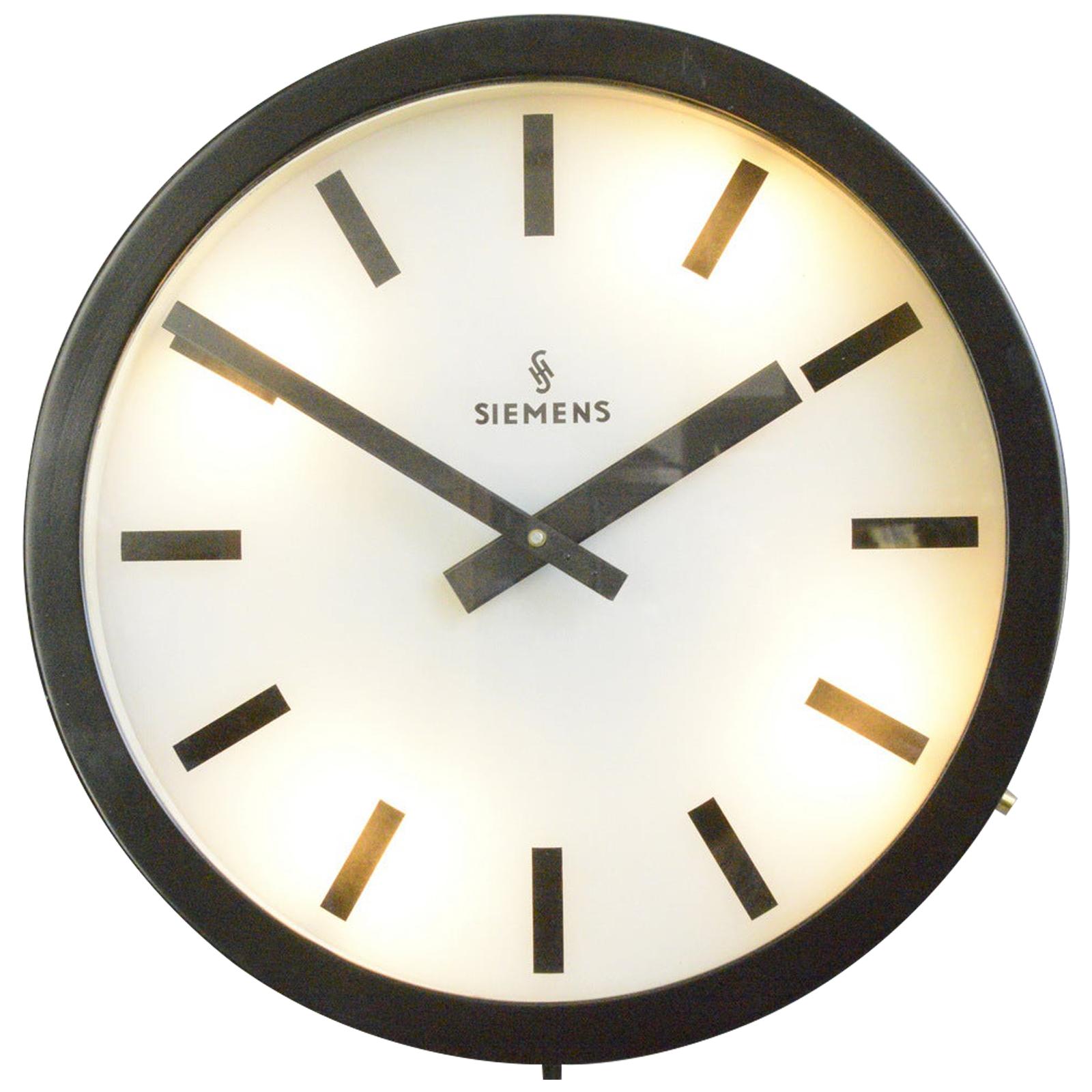 Large Light Up Factory Clock by Siemens, Circa 1960s