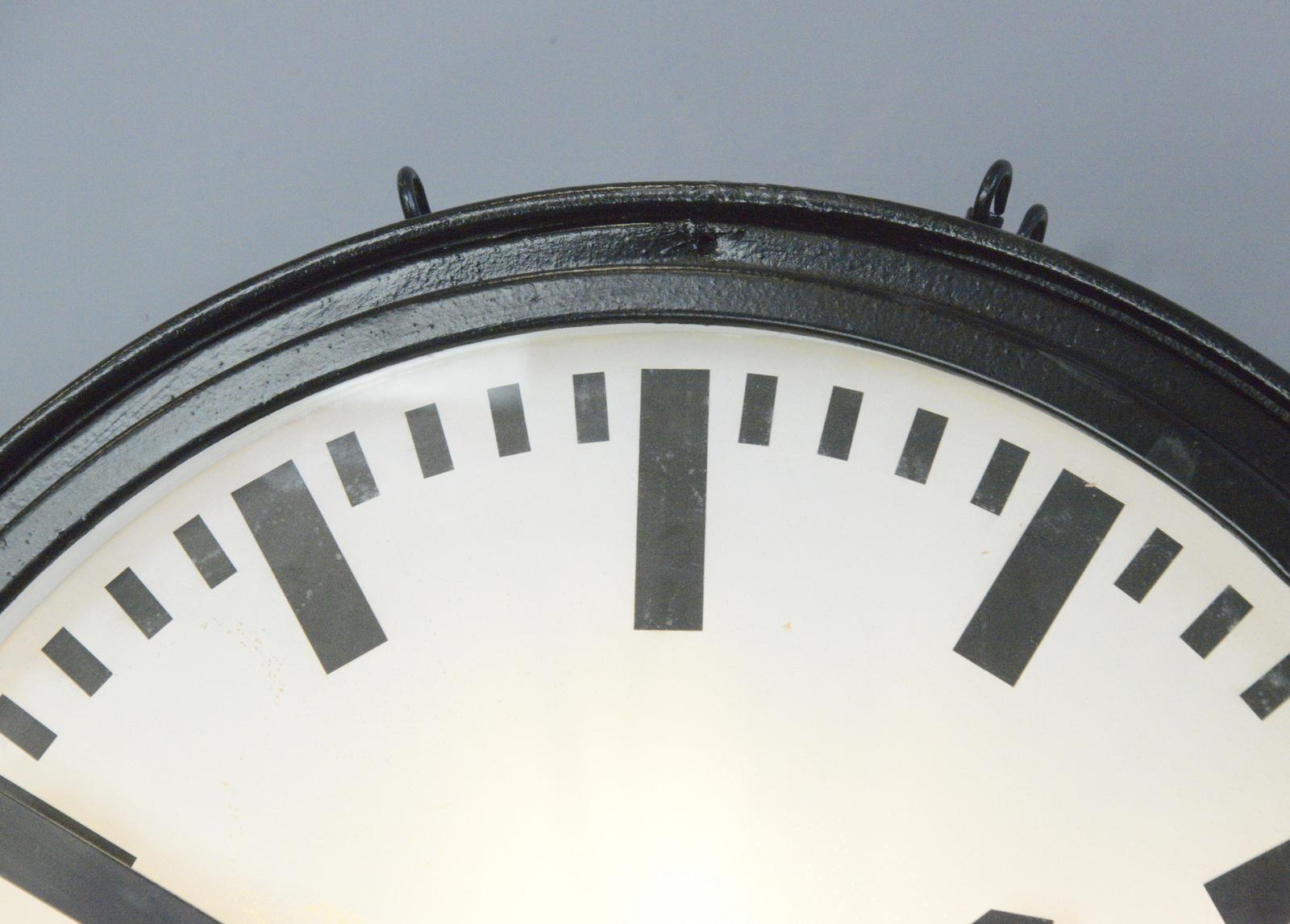German Large Light Up Factory Clock by TN, Circa 1950s