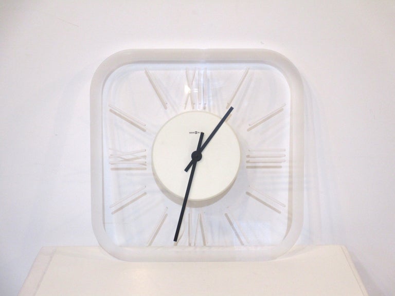Large Light Up Howard Miller Lucite Wall Clock For Sale at 1stDibs