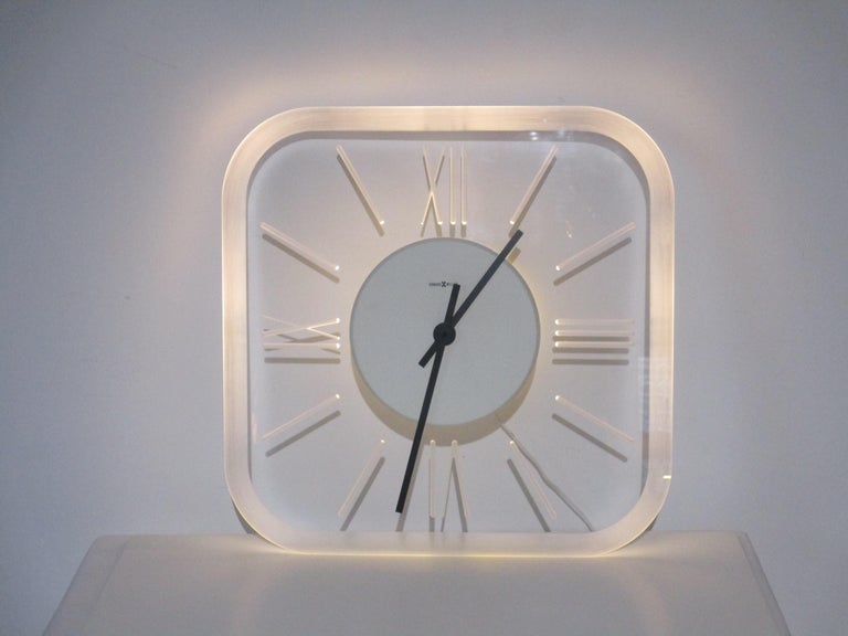 Large Light Up Howard Miller Lucite Wall Clock For Sale at 1stDibs