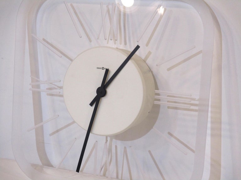 Large Light Up Howard Miller Lucite Wall Clock For Sale at 1stDibs