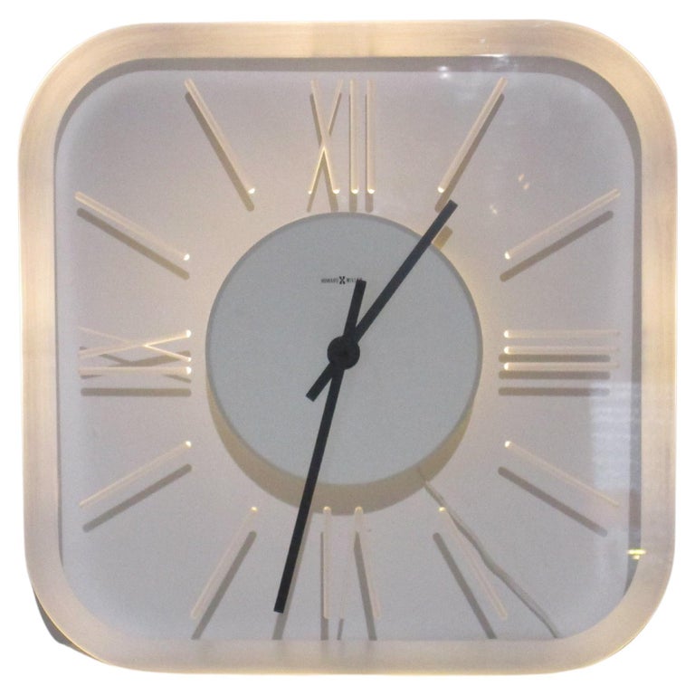Large Light Up Howard Miller Lucite Wall Clock For Sale at 1stDibs