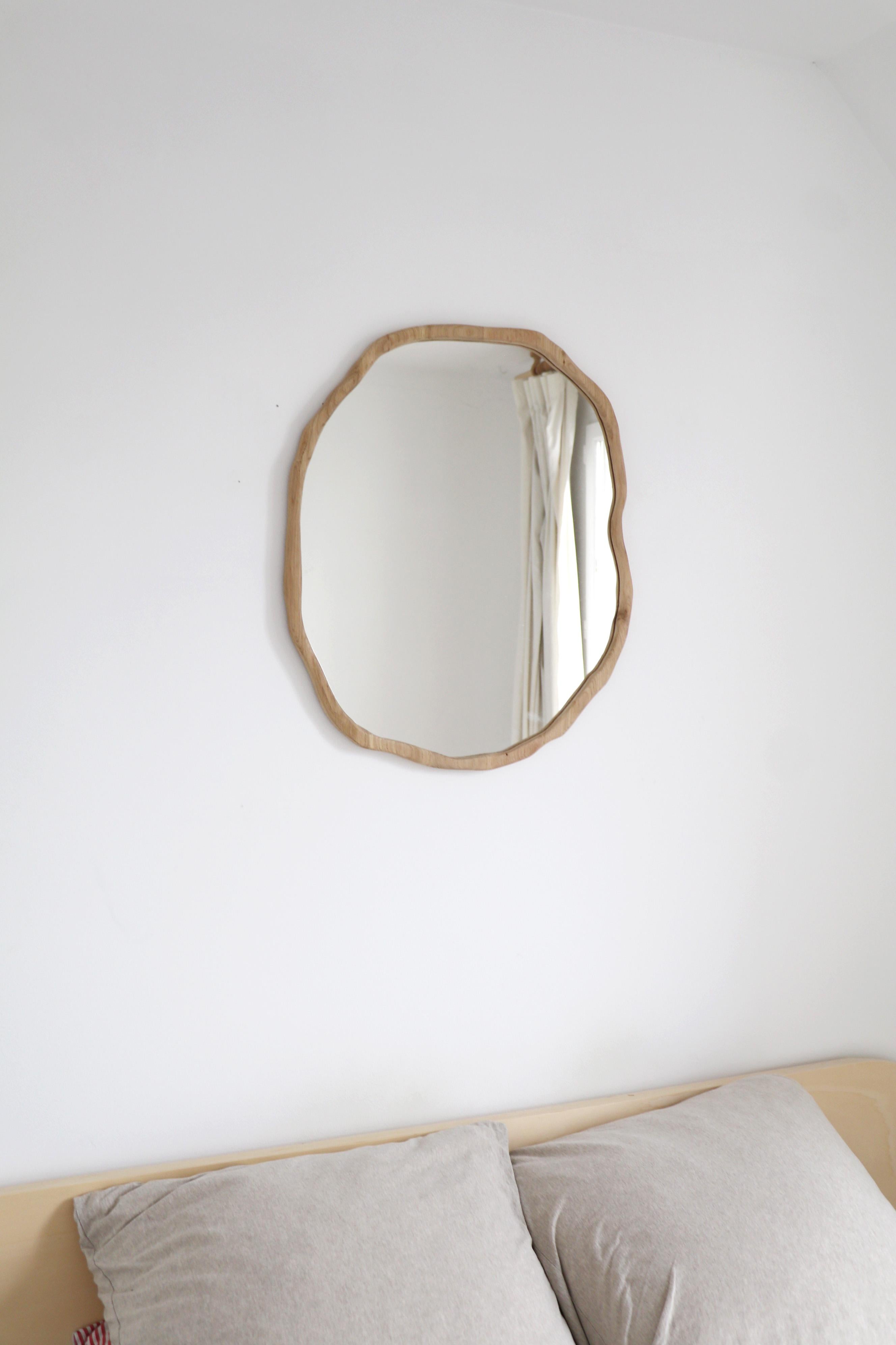 Contemporary Large Light Varnish Ondulation Mirror by Alice Lahana Studio For Sale