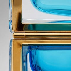 Large Lightblue RECTANGULAR unique Murano glass Jewelrybox