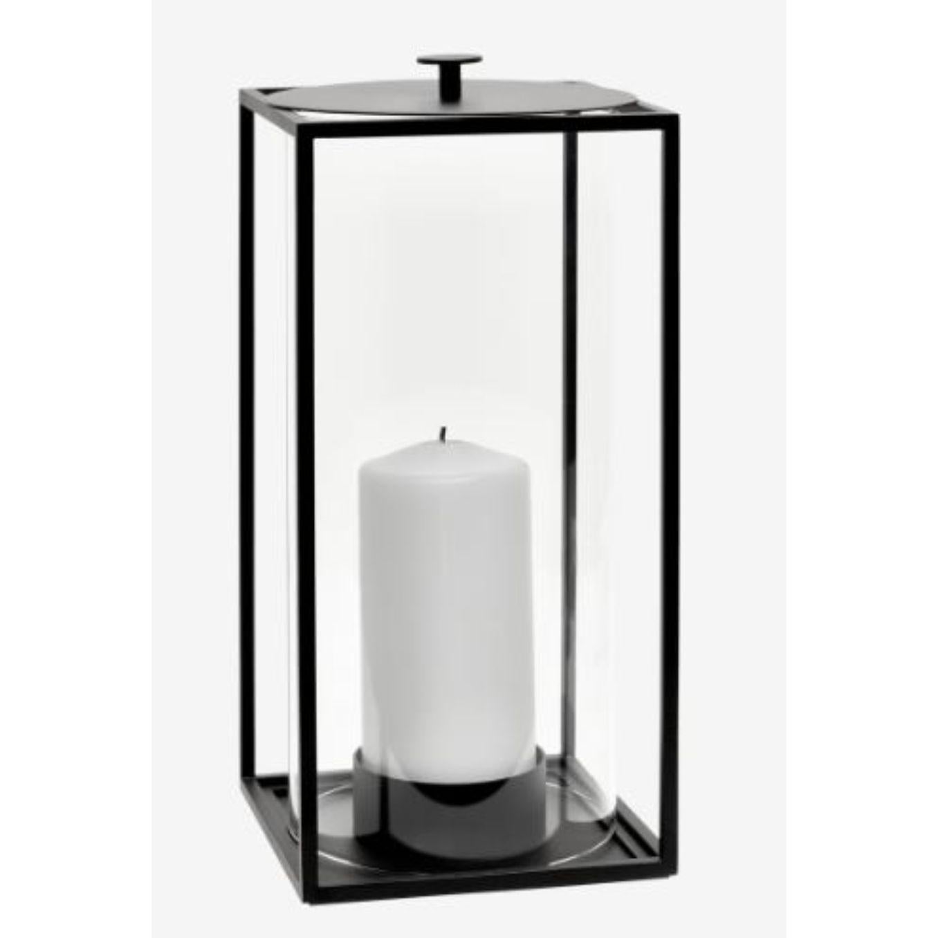 Large Light’In lantern by Lassen
Dimensions: D 14 x W 14 x H 28 cm 
Materials: Metal 
Also available in different dimensions. 
Weight: 2.00 Kg

With a sharp sense of contemporary Functionalist style, Mogens Lassen designed the iconic Kubus