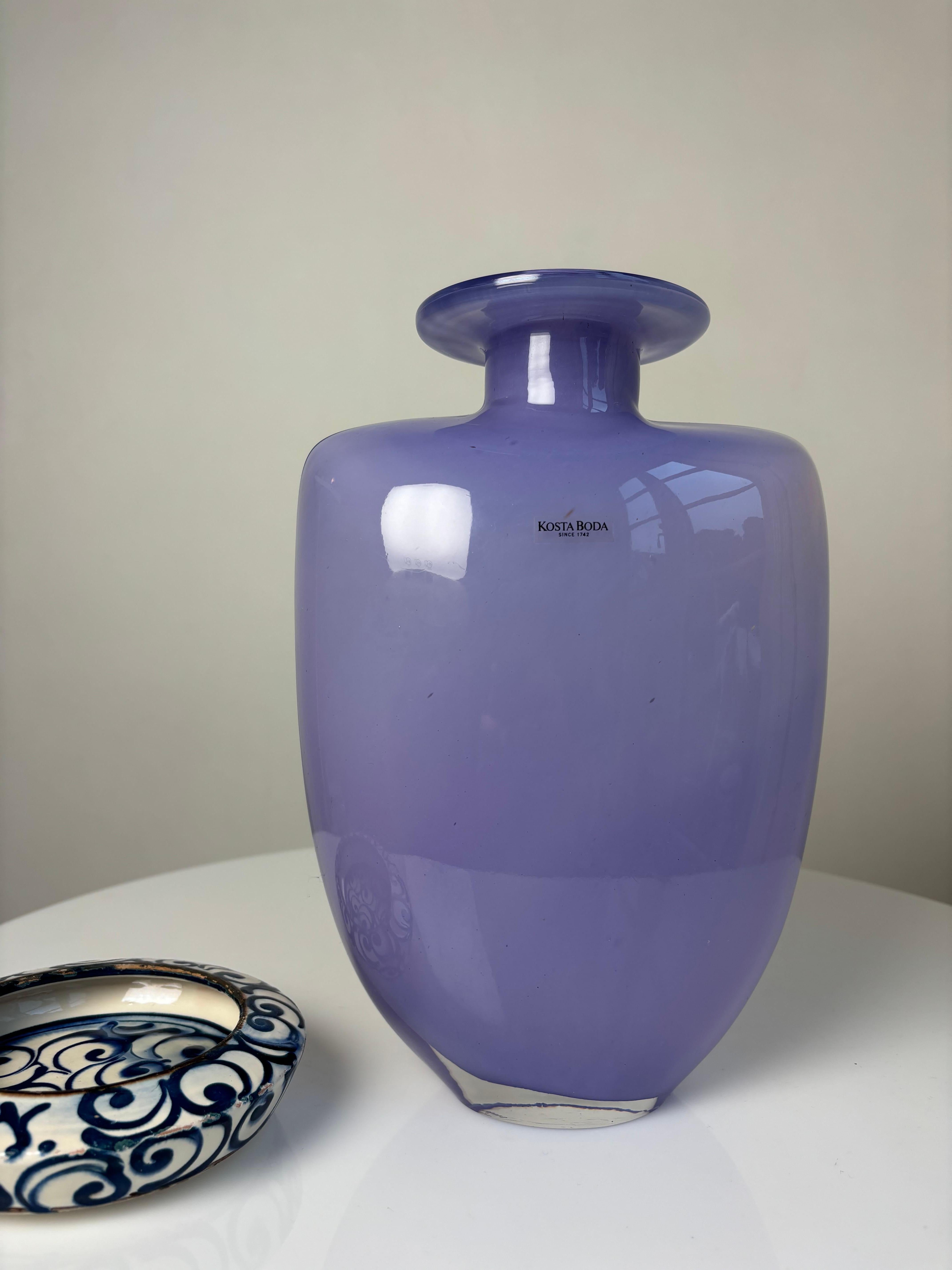 Swedish Large Lilac Kosta Boda Art Glass Vase by Kjell Engman, 1980s For Sale