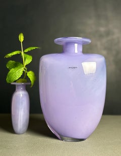 Kjell Engman Lilac Sommerso Art Glass Vase, Kosta Boda, 1980s