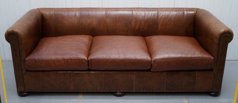 Large Lillian August Brown Leather, Lillian August Leather Sofa