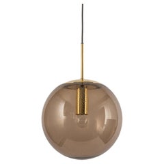 Vintage Large Limburg Brass with Smoked Glass Ball Pendant, Germany, 1970s