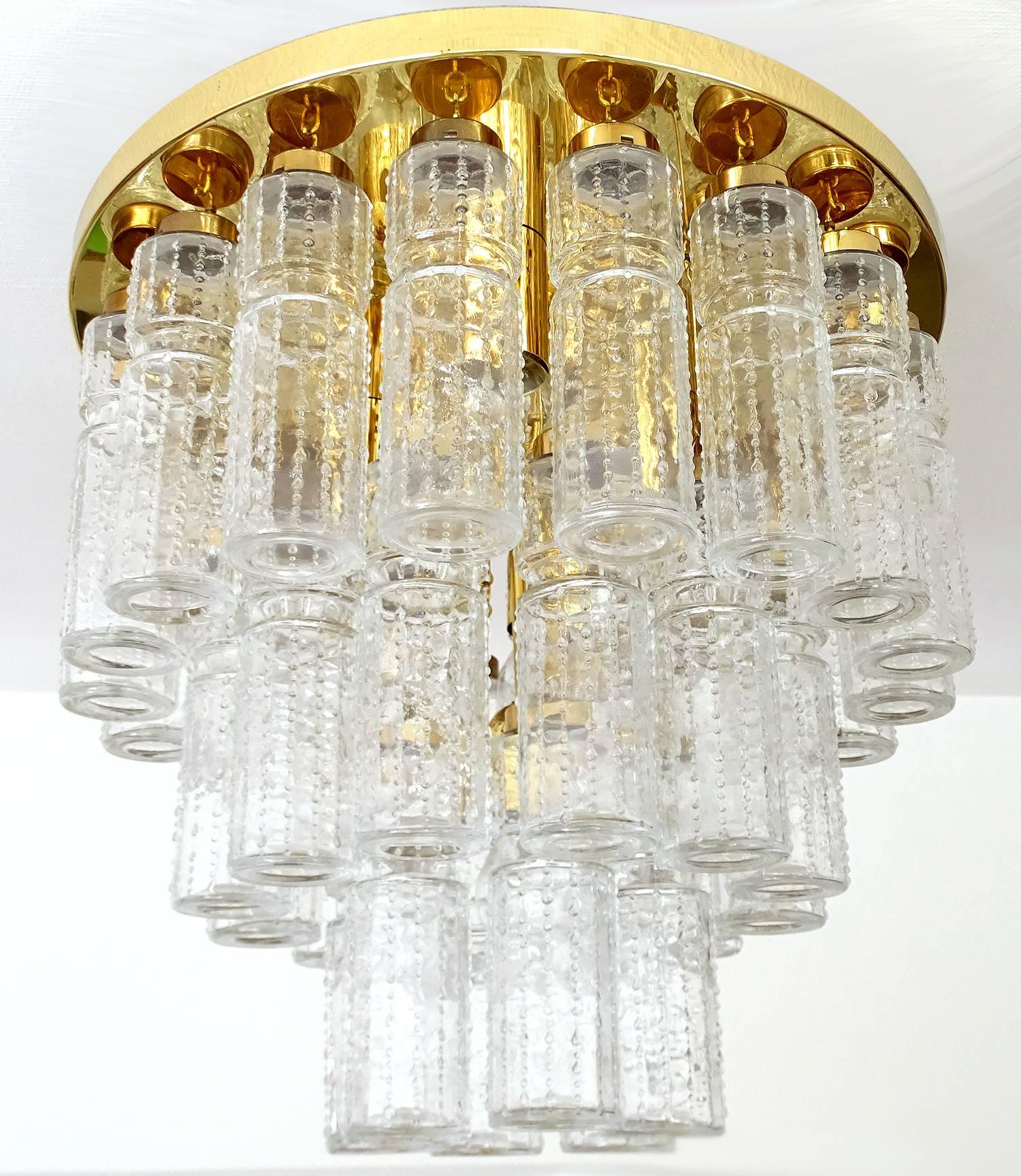 Limburg Glas Pendant Light, Brass Chandelier, 1960s 1