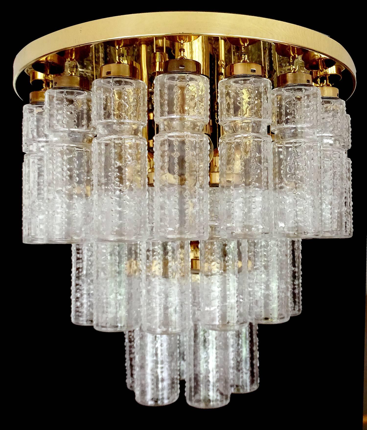 Limburg Glas Pendant Light, Brass Chandelier, 1960s 3