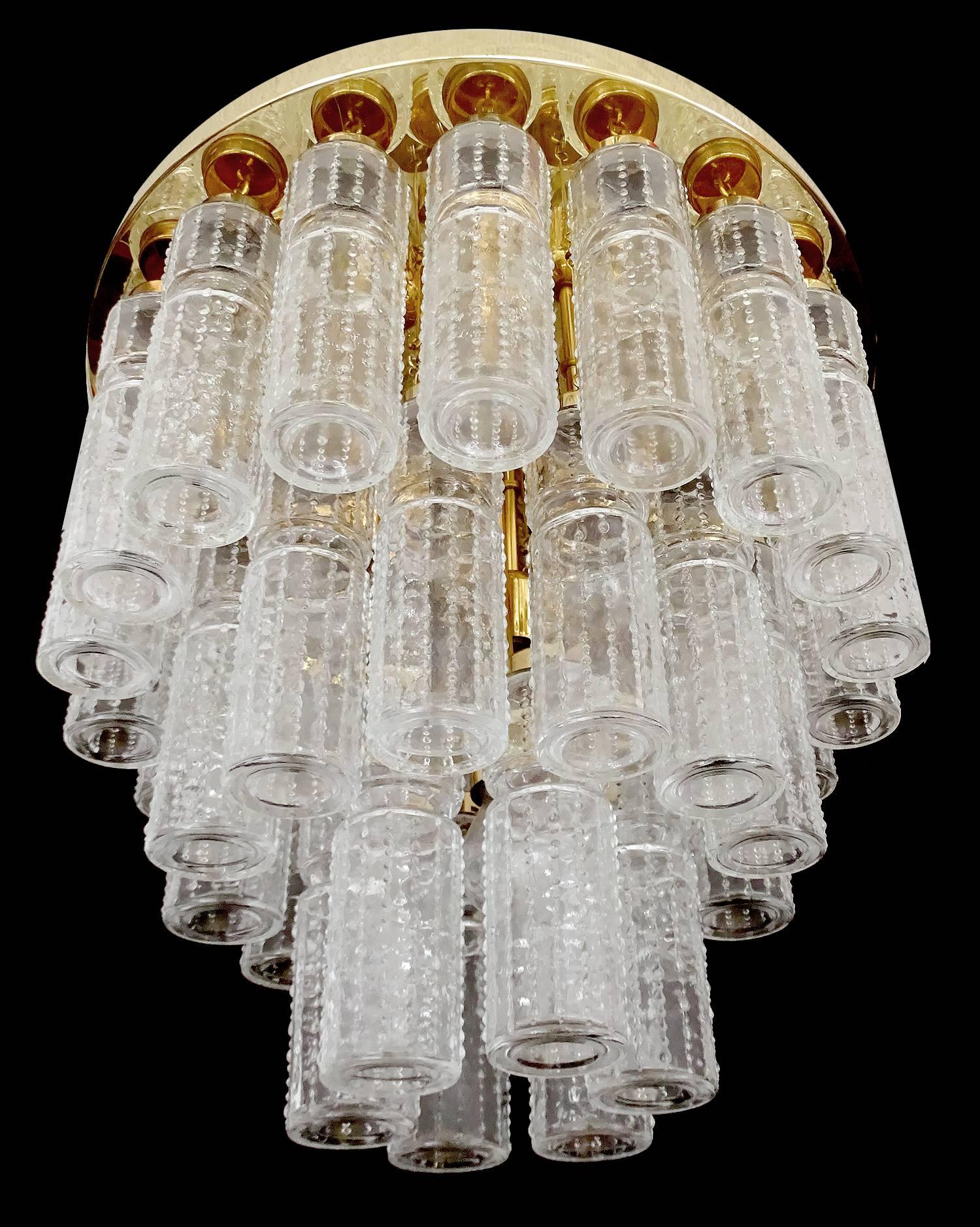 Limburg Glas Pendant Light, Brass Chandelier, 1960s 4