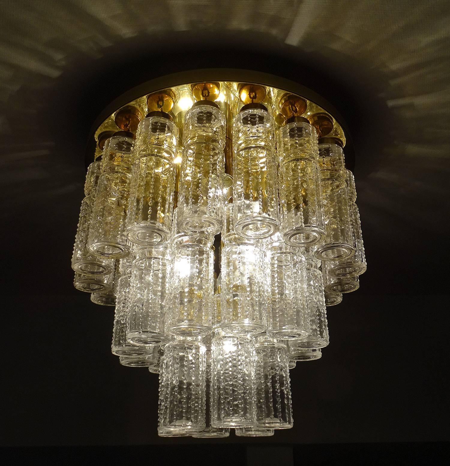 Limburg Glas Pendant Light, Brass Chandelier, 1960s 5