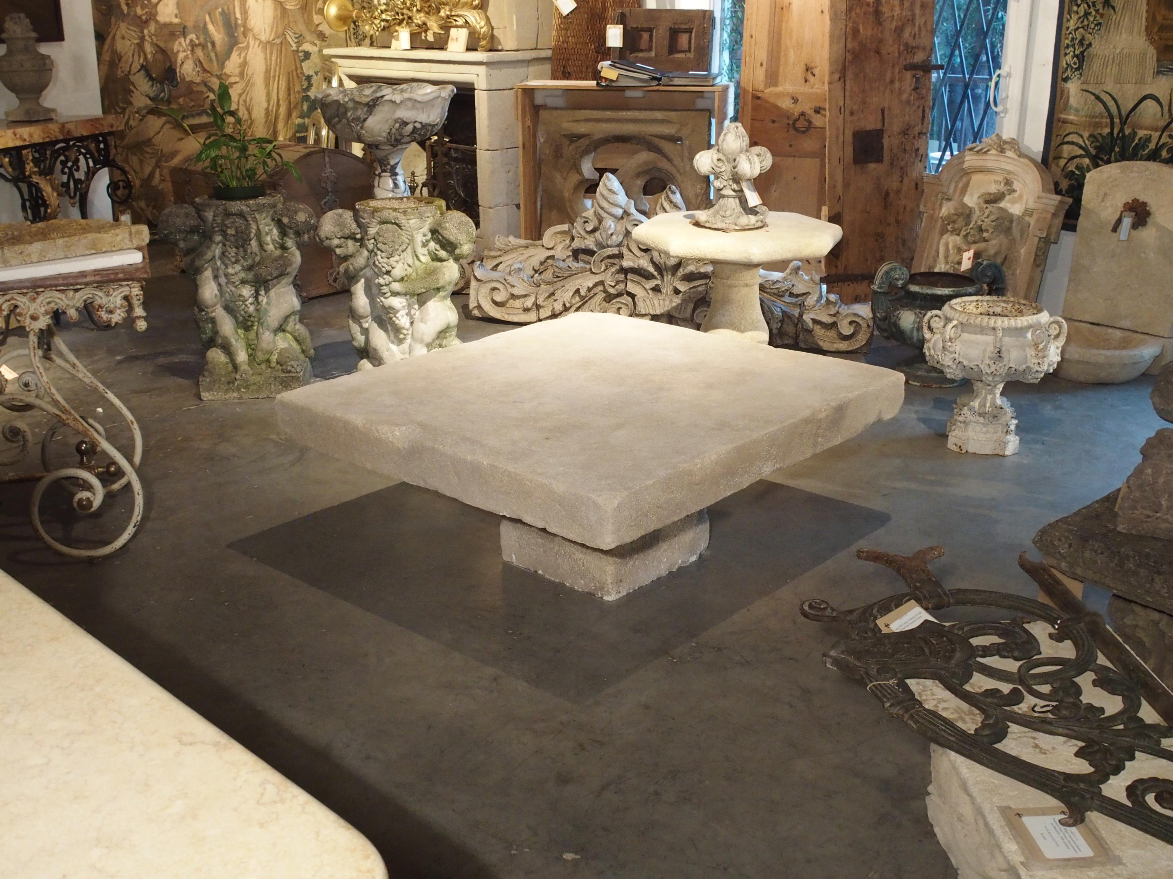 Large Limestone Coffee Table from Provence, France 1