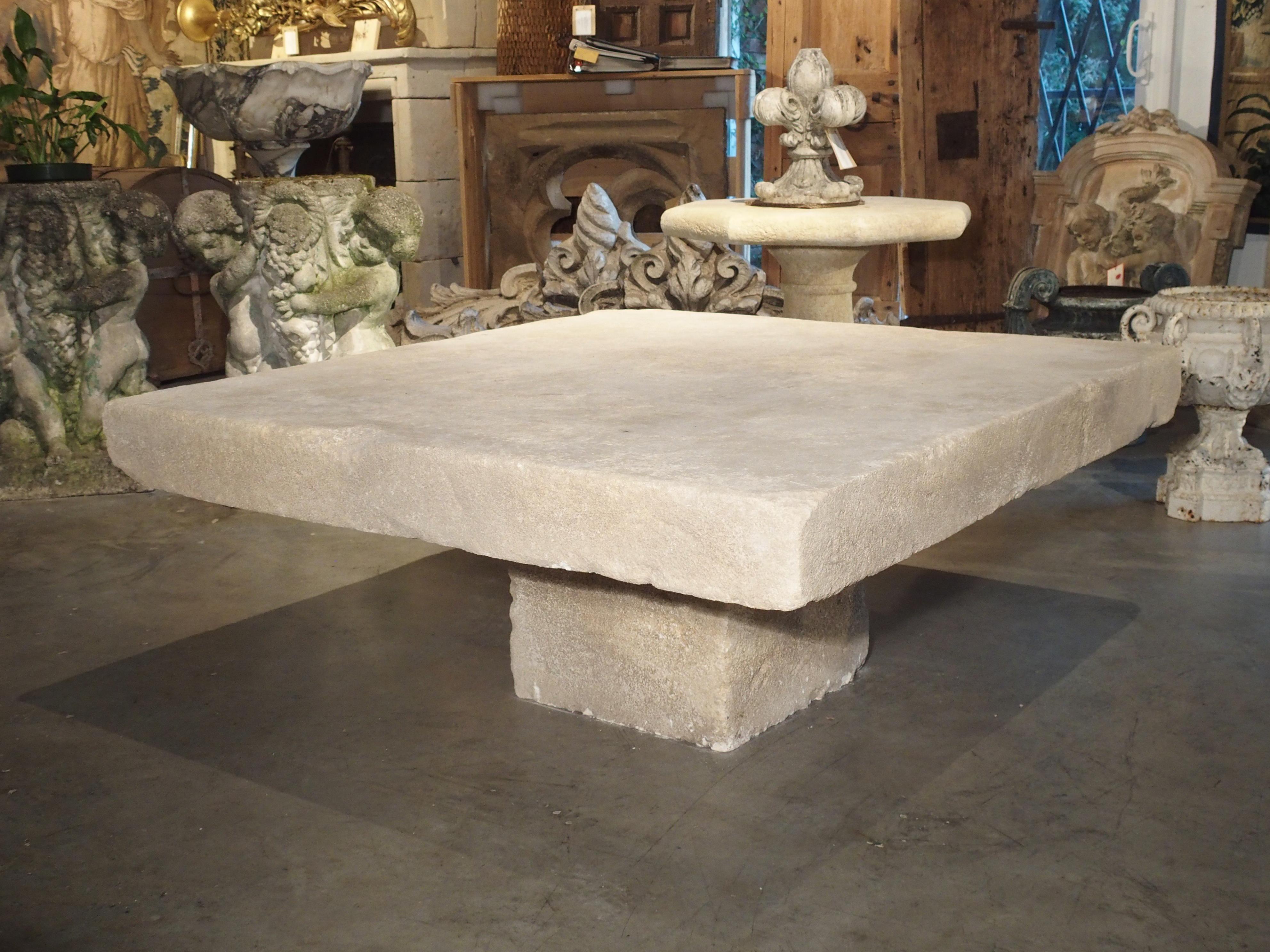 Large Limestone Coffee Table from Provence, France 4