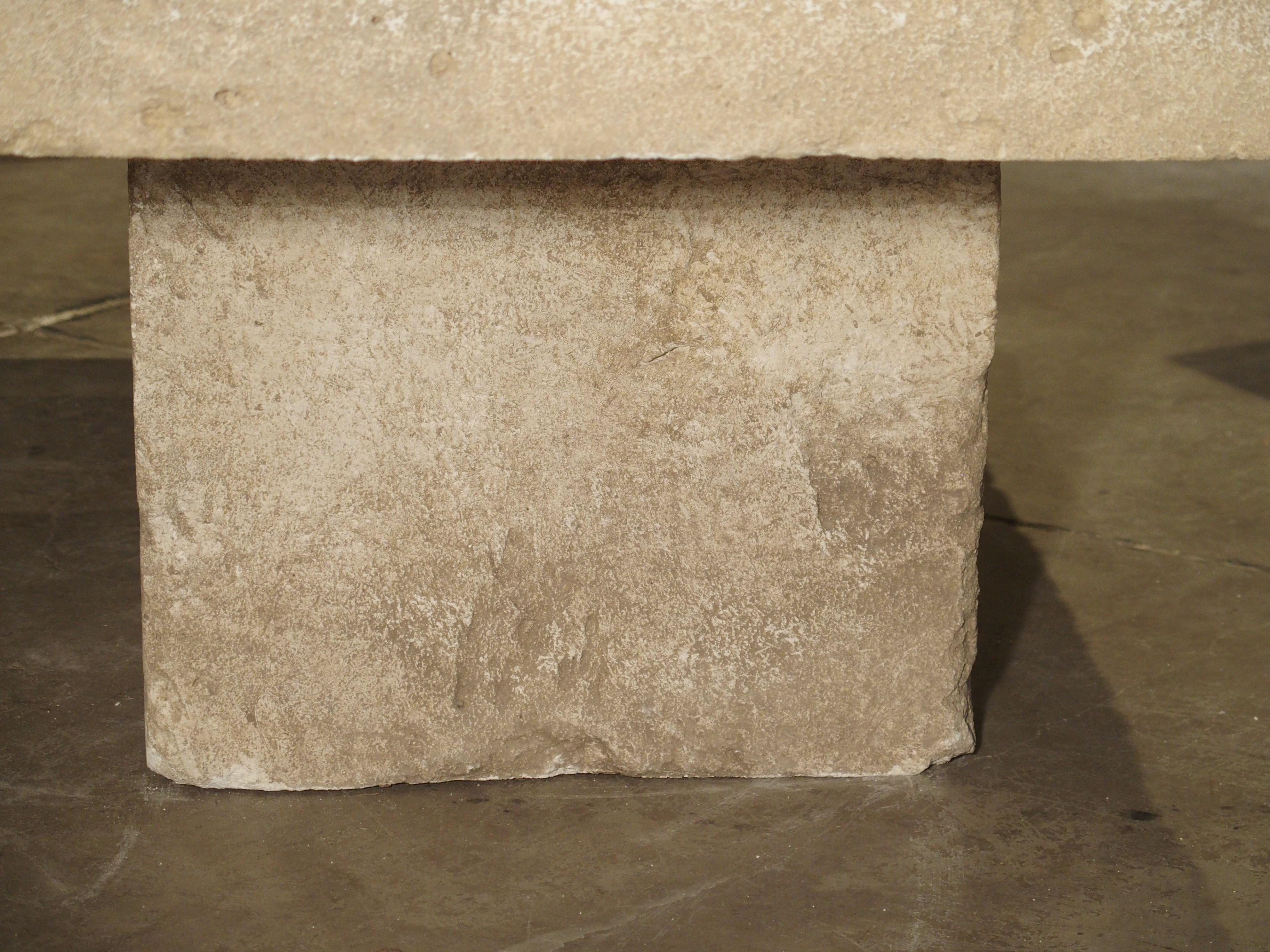 Hand-Carved Large Limestone Coffee Table from Provence, France
