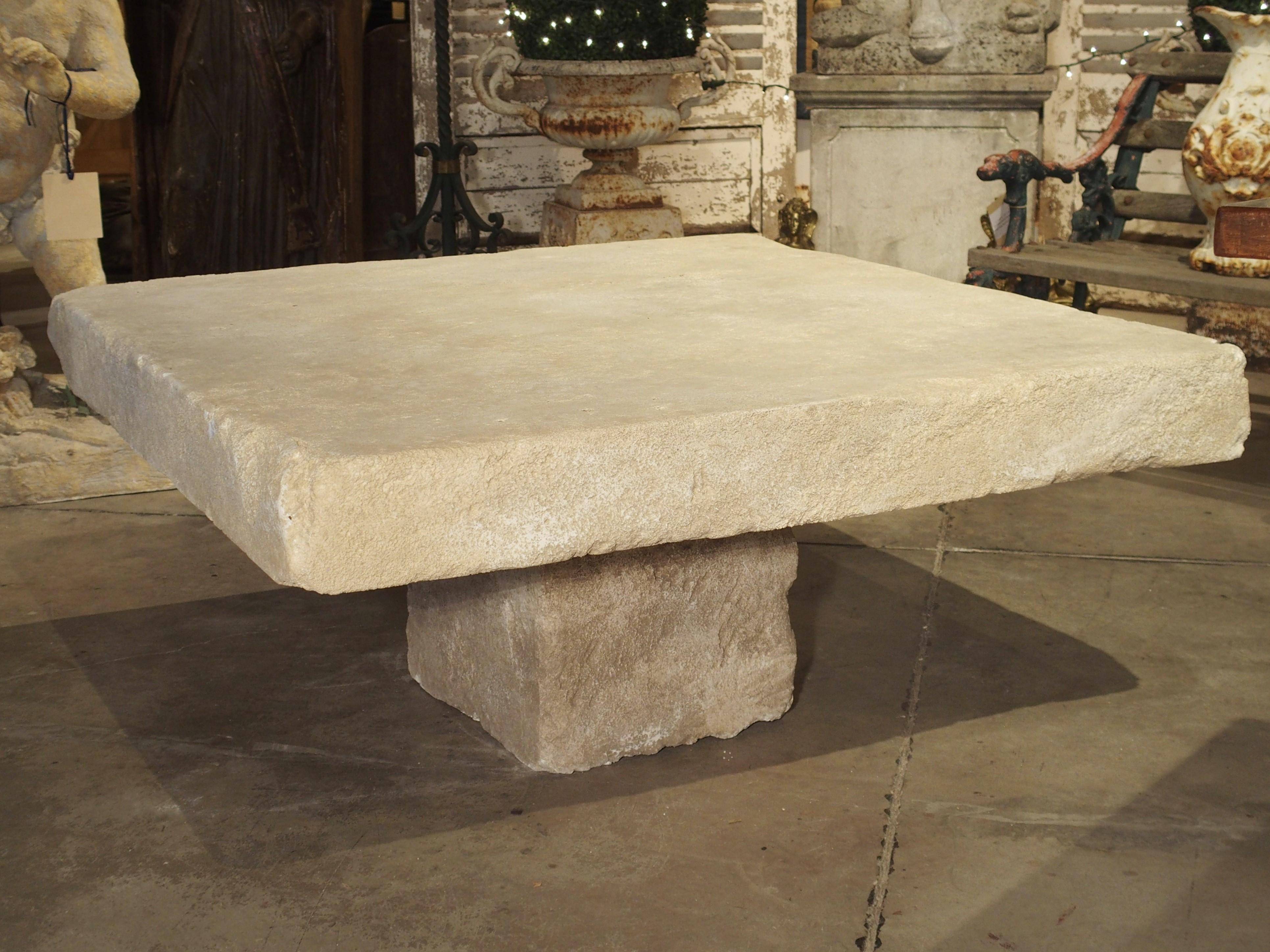 Large Limestone Coffee Table from Provence, France In Good Condition In Dallas, TX