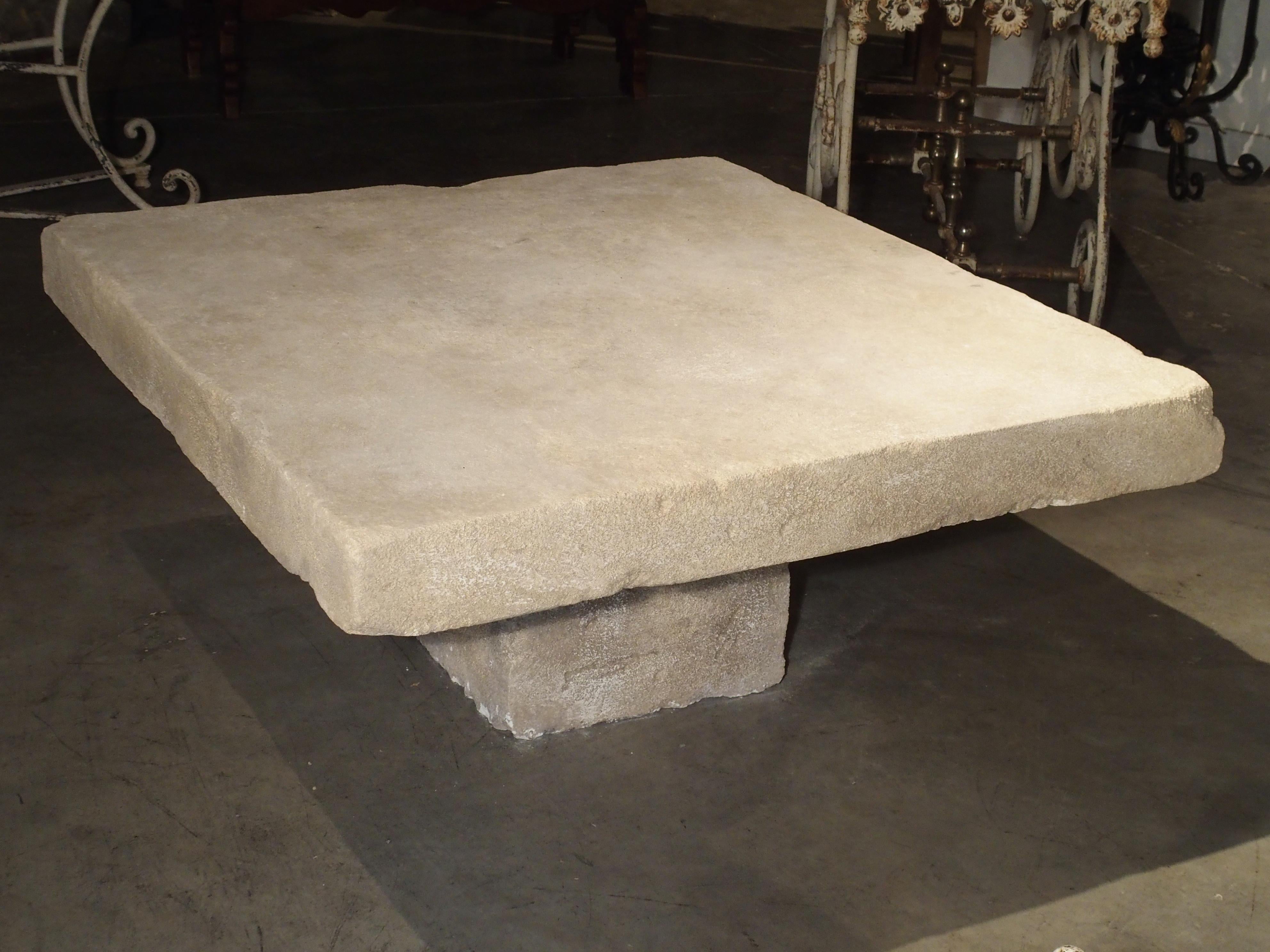 French Large Limestone Coffee Table from Provence, France