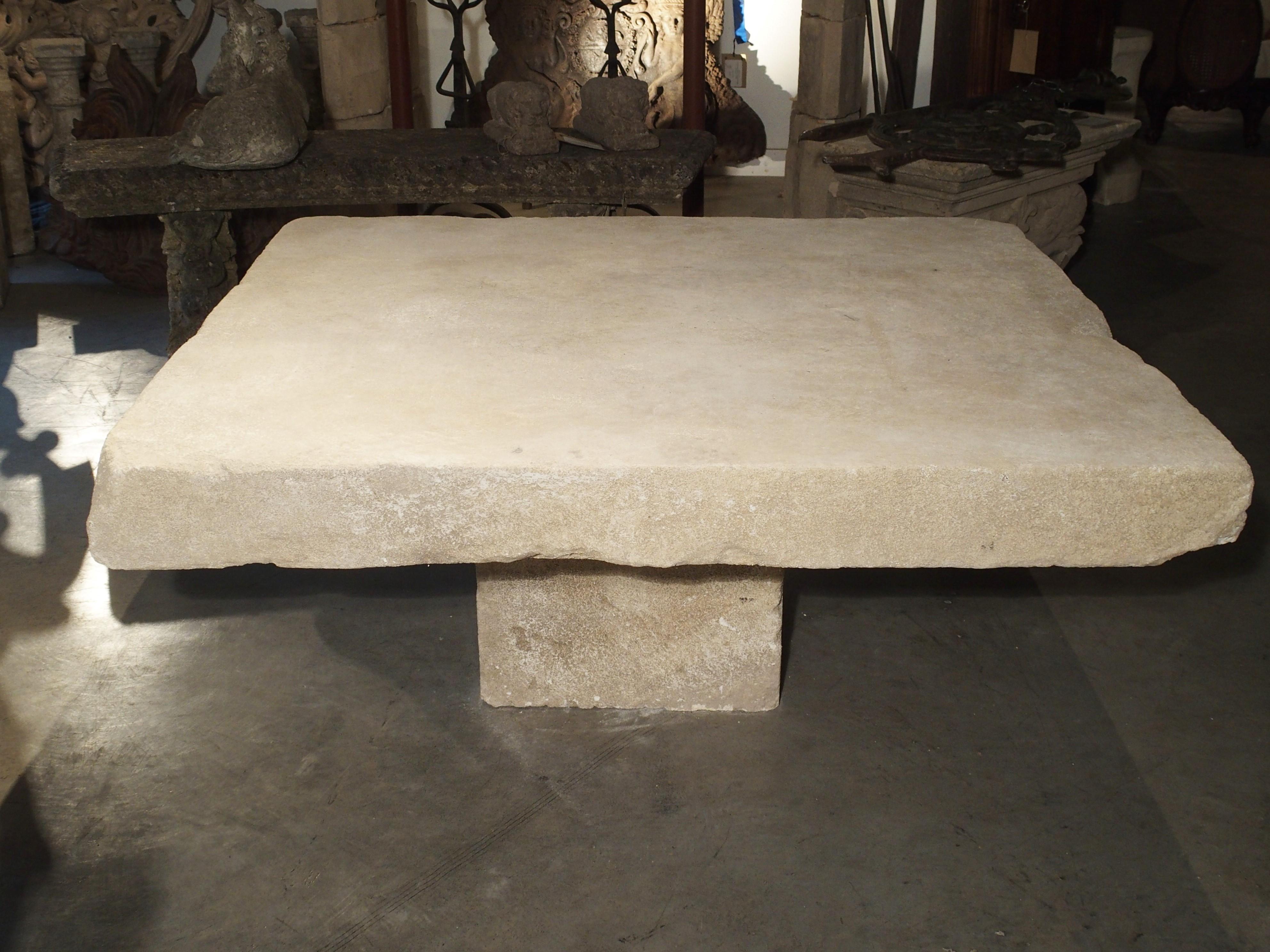 Hand-Carved Large Limestone Coffee Table from Provence, France