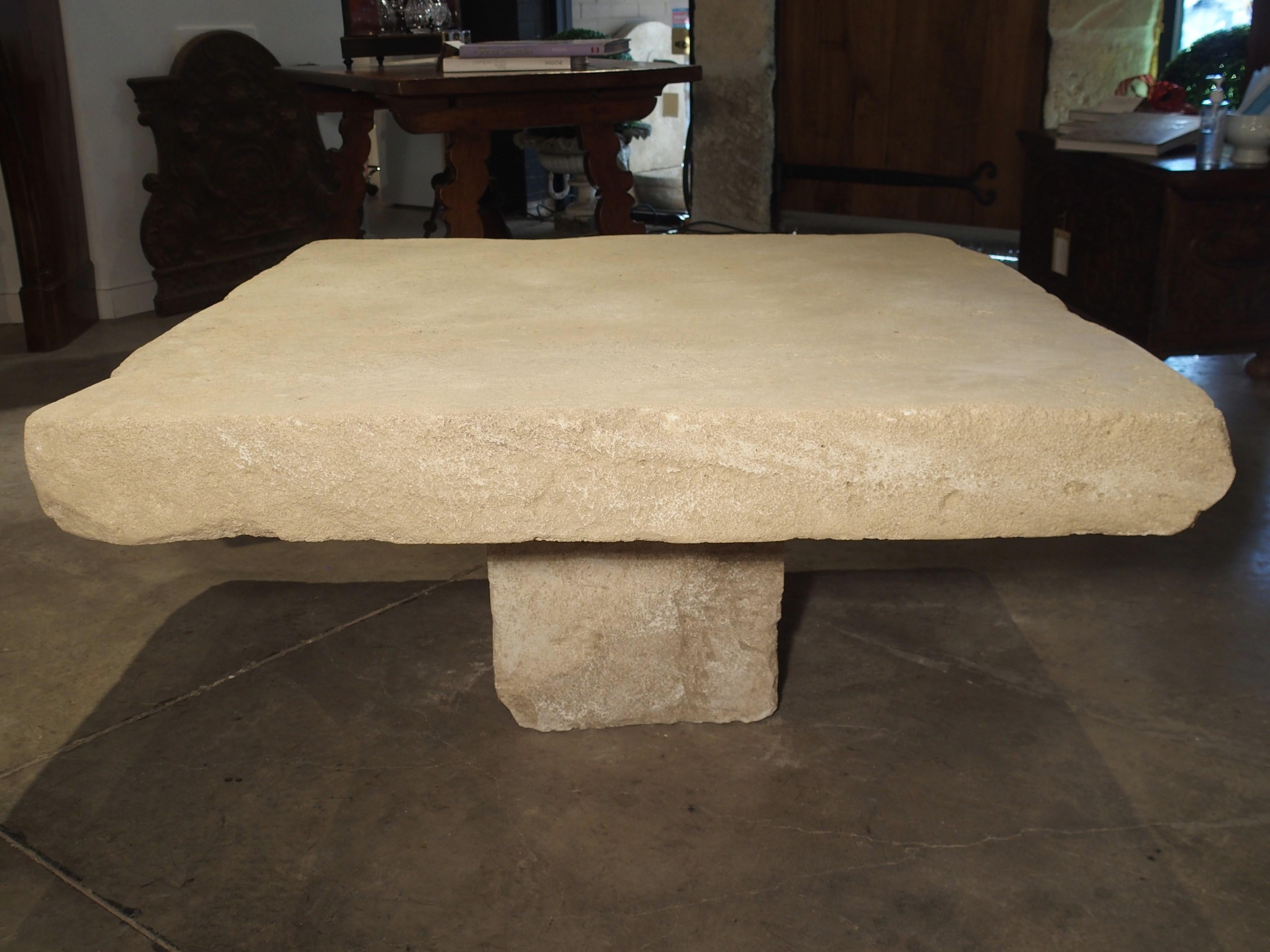 Large Limestone Coffee Table from Provence, France 1