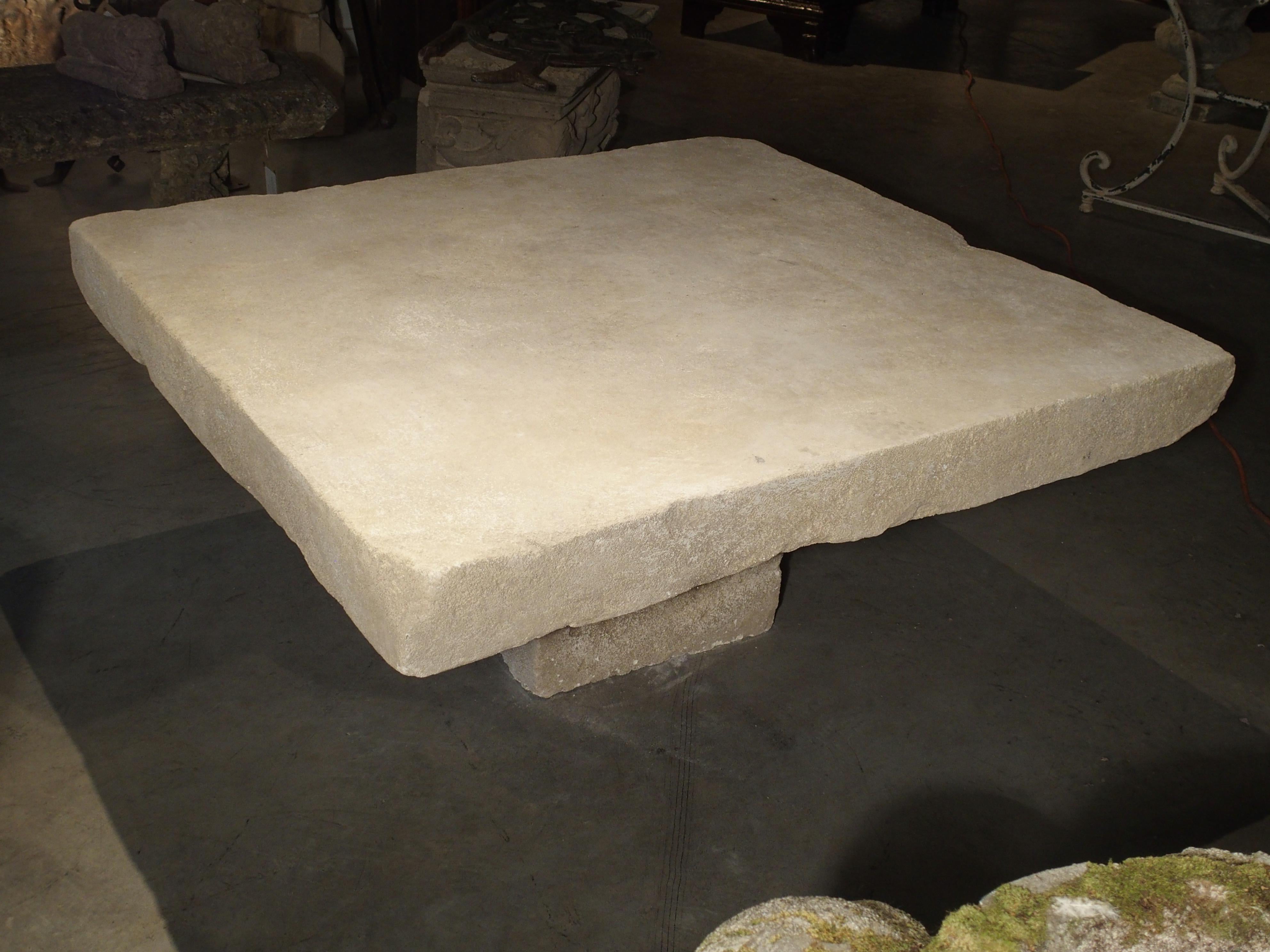 Large Limestone Coffee Table from Provence, France In Good Condition In Dallas, TX