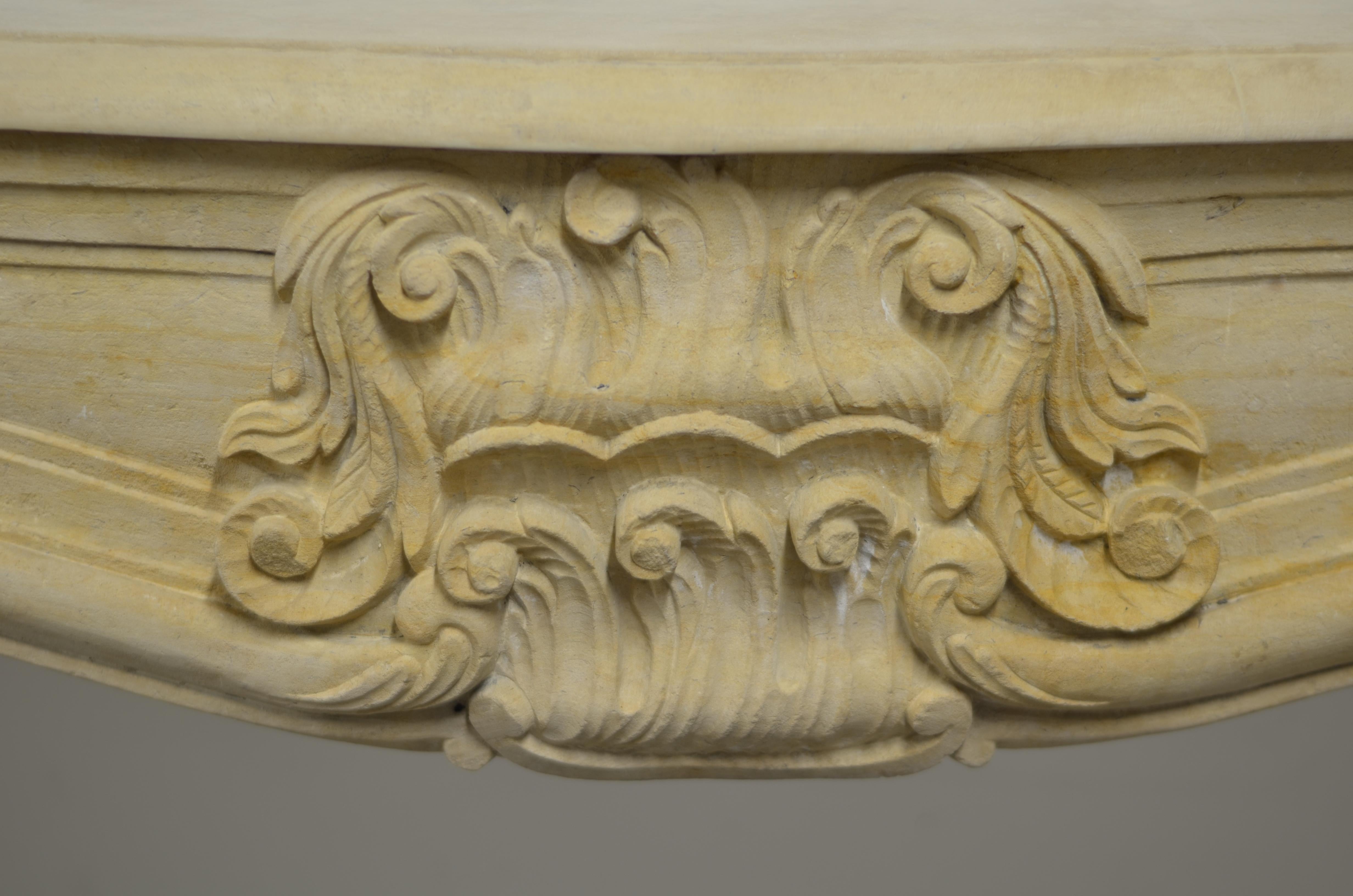 Large Limestone Louis XV Fireplace Mantel 9