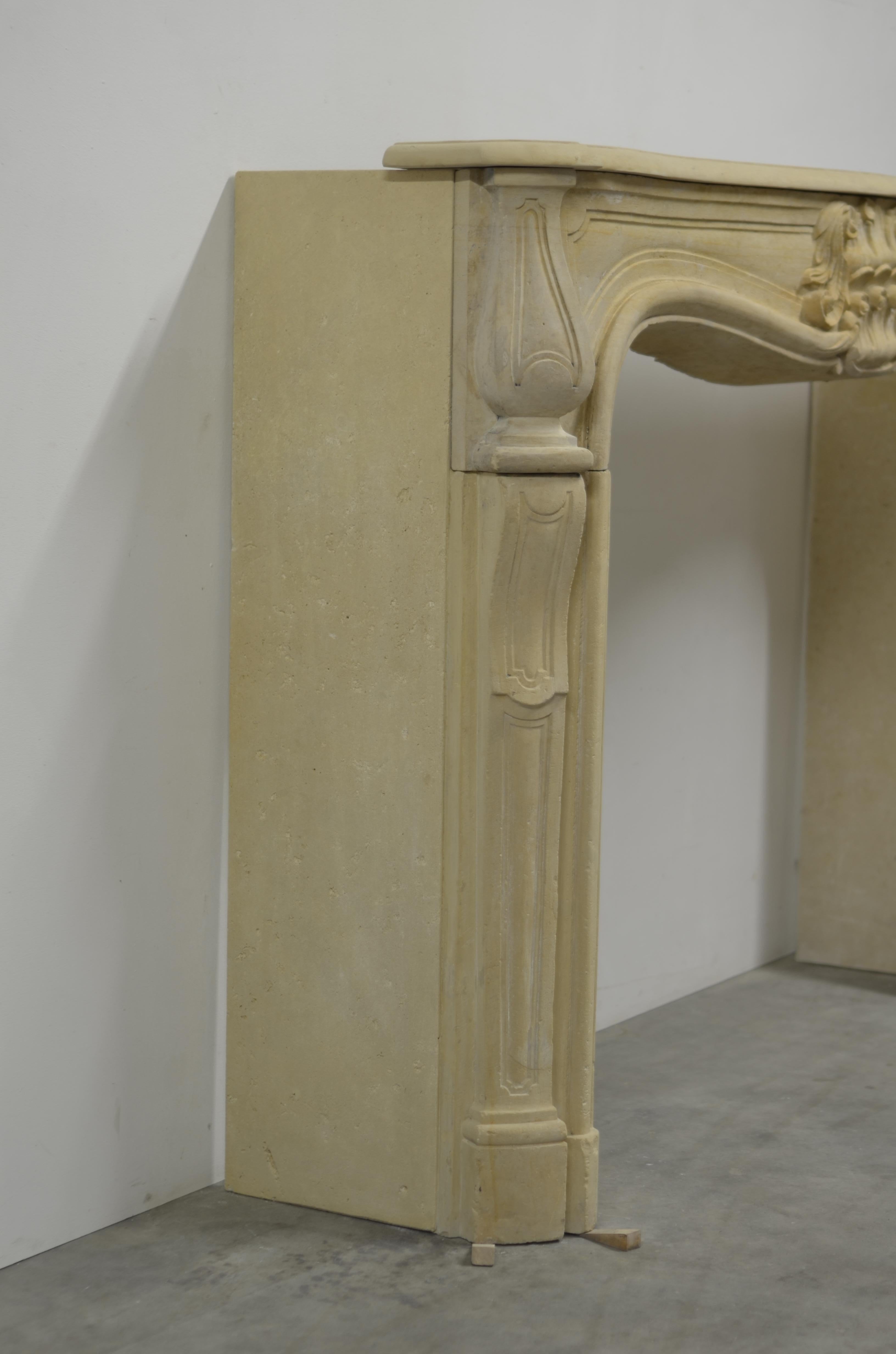 Large Limestone Louis XV Fireplace Mantel 1
