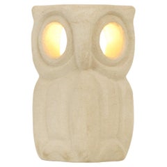 Large Limestone Owl Table Lamp by Albert Tormos, France, 1960's