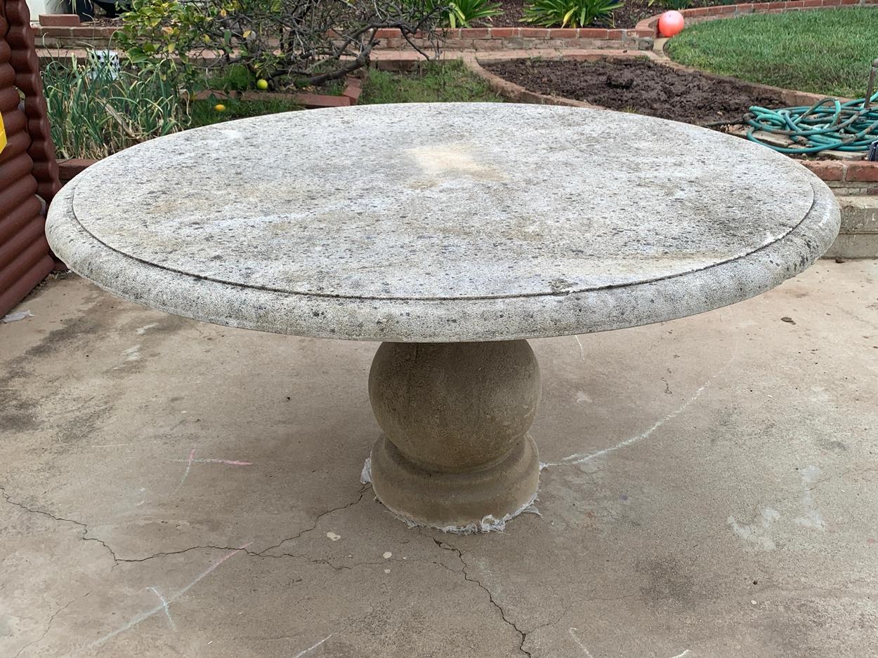 Modern Large Limestone Pedestal Table by Treillage LTD