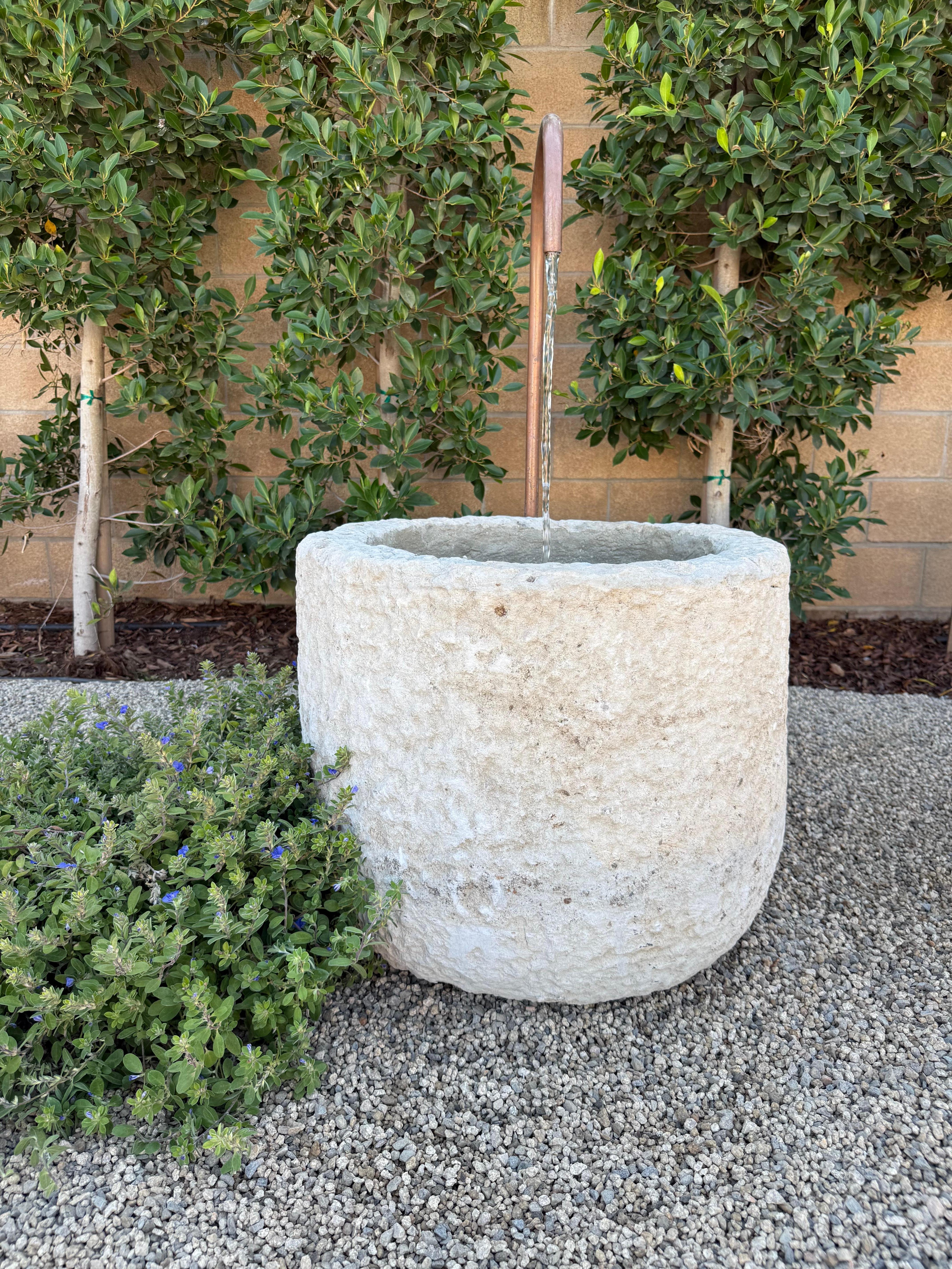 Large Limestone Trough Fountain In Excellent Condition For Sale In Old Town Orange, CA