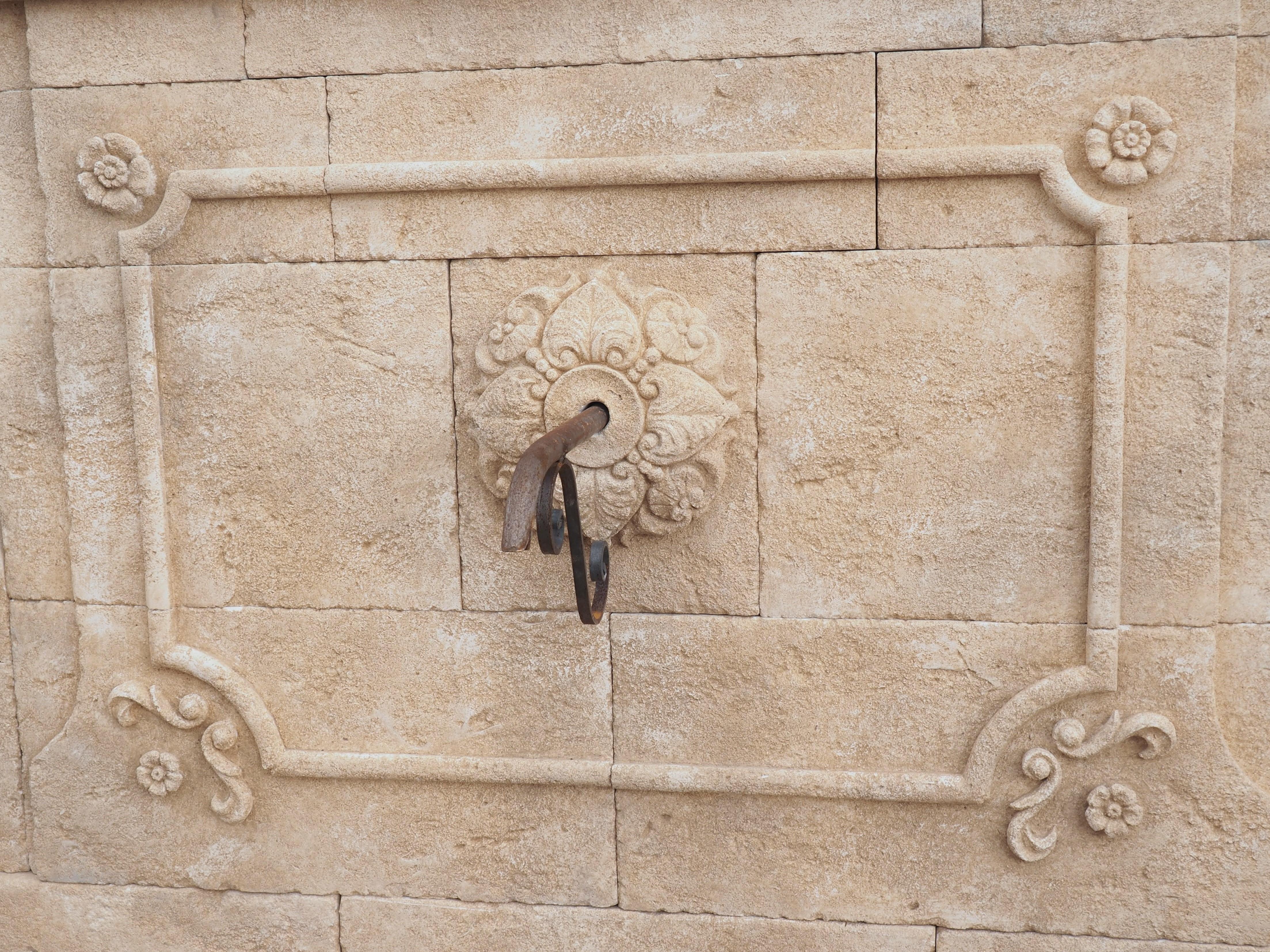 Hand-Carved Large Limestone Wall Fountain from the Vaucluse, Provence France For Sale