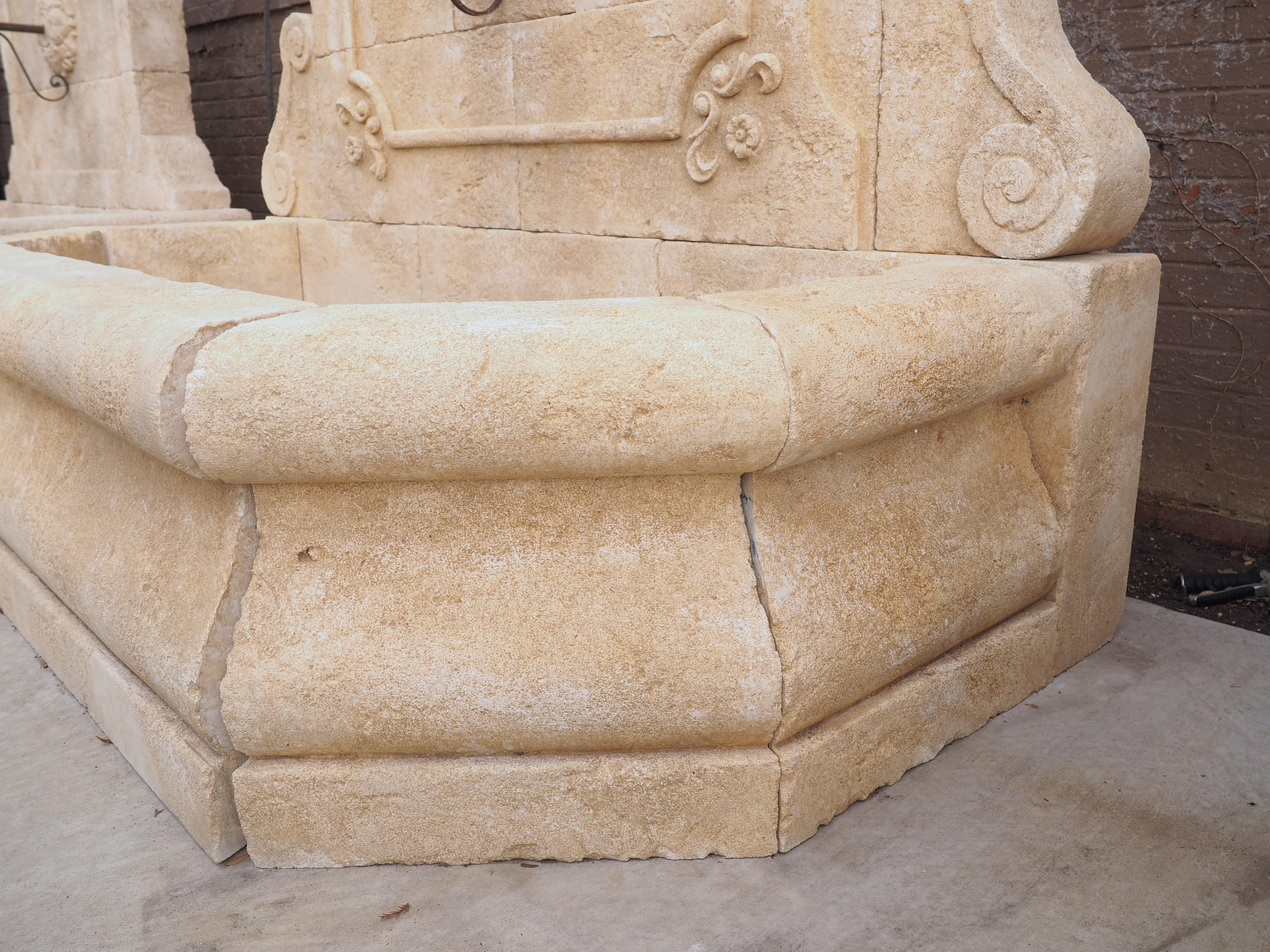 Contemporary Large Limestone Wall Fountain from the Vaucluse, Provence France For Sale