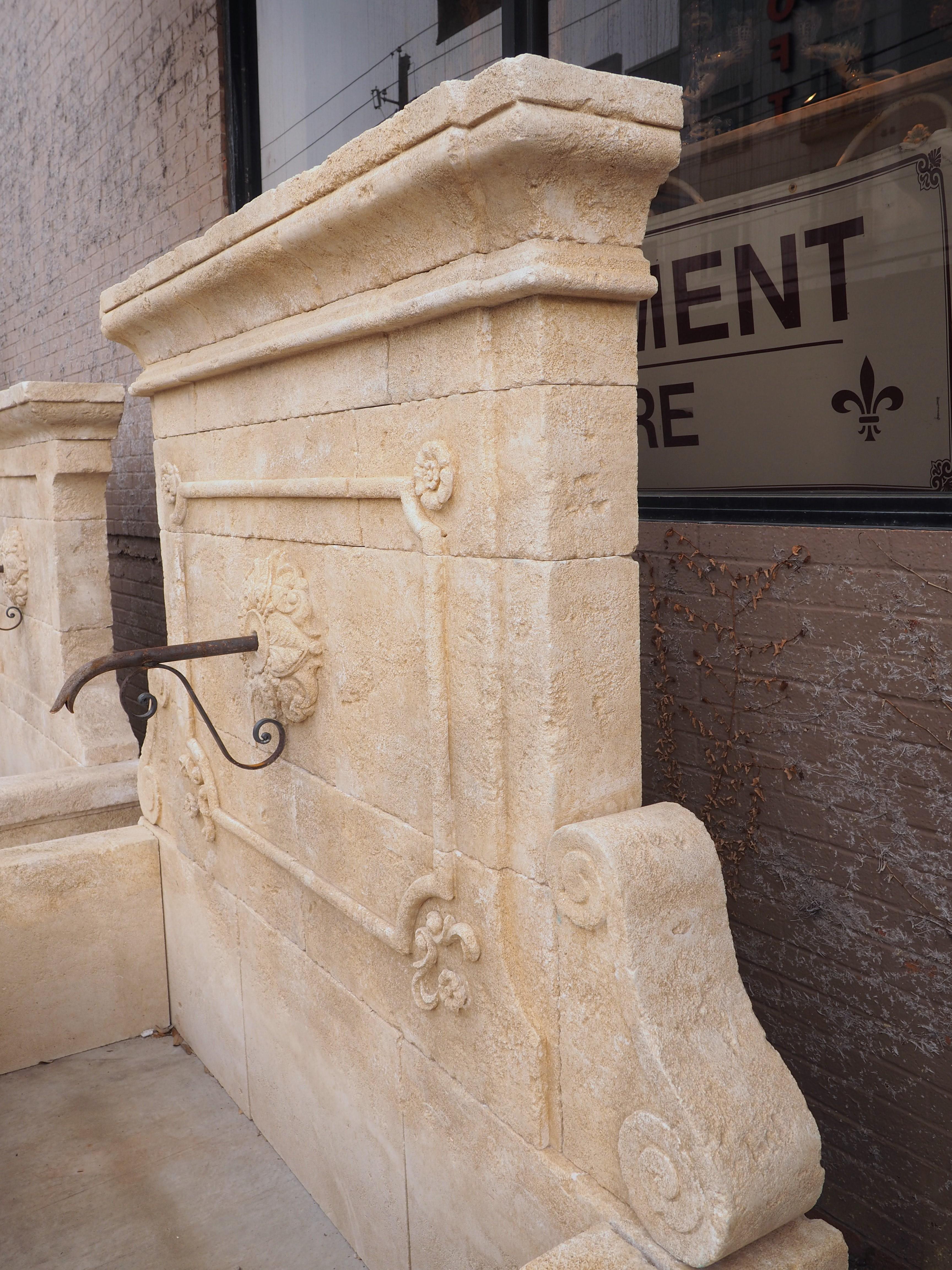 Iron Large Limestone Wall Fountain from the Vaucluse, Provence France For Sale