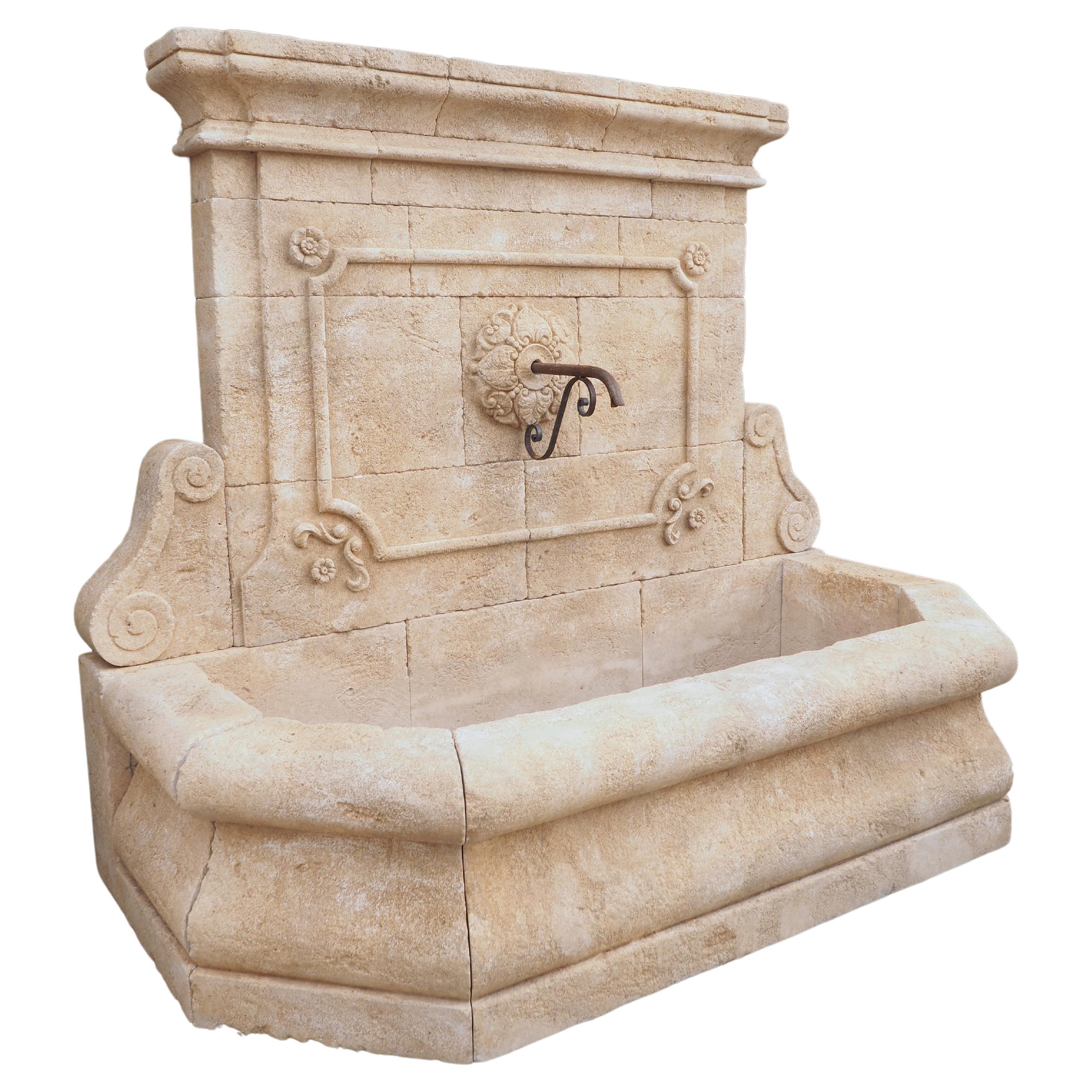 Large Limestone Wall Fountain from the Vaucluse, Provence France For Sale