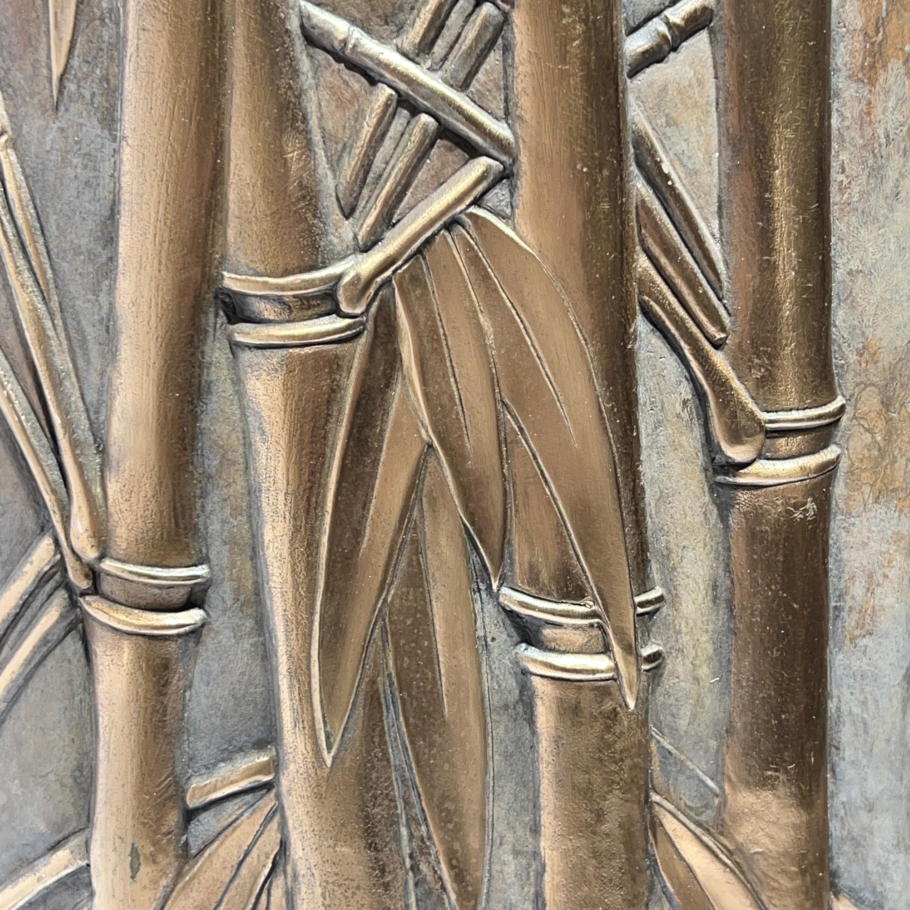 XX secolo Grande vaso di bronzo in edizione limitata raffigurante un bambù in stile giapponese in vendita